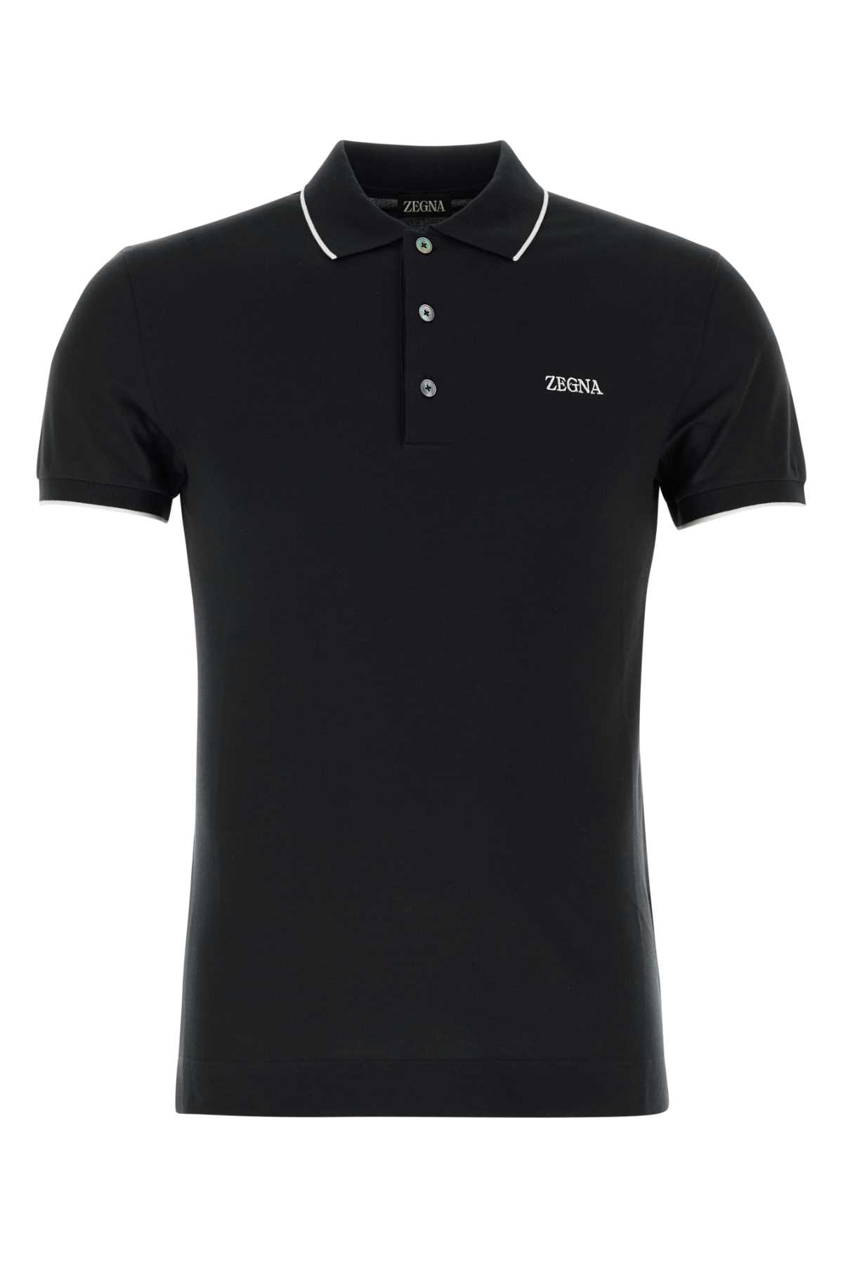 Black Stretch Piquet Polo Shirt