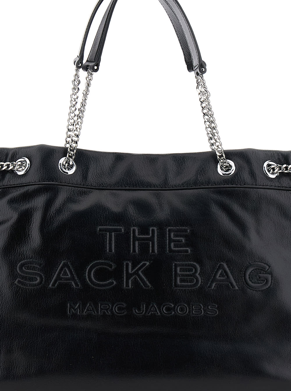 Marc Jacobs 'the Sack Bag' Black Shoulder Bag With Logo Embossed On The Front In Black
