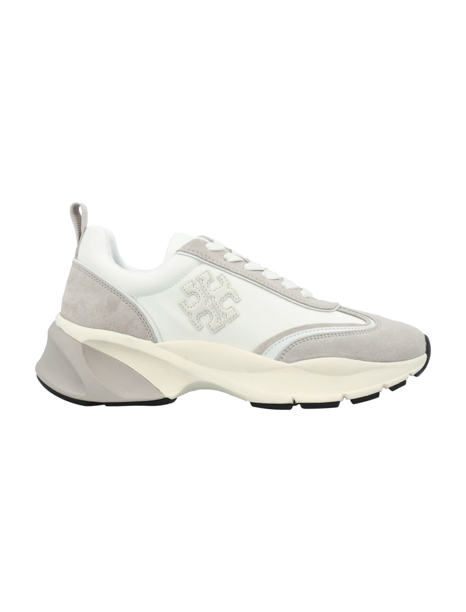 Shop Tory Burch Goodluck Trainer Sneakers In Bianco / Fossil Stone