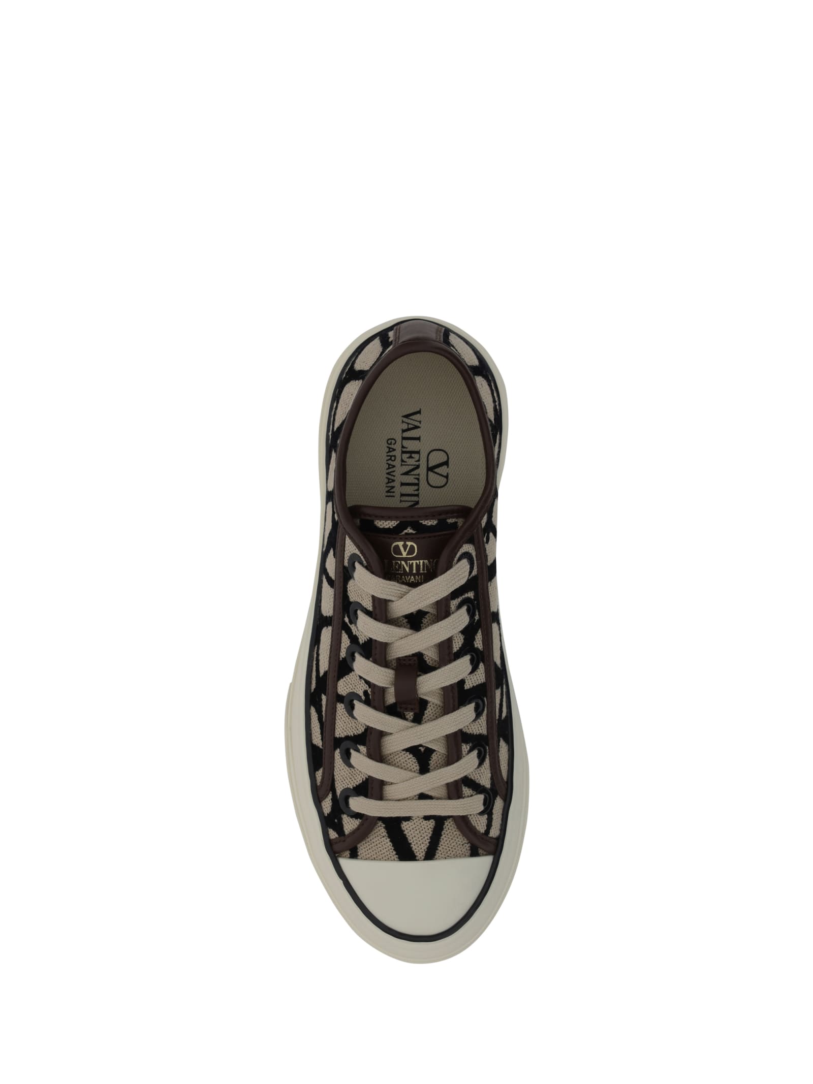 Shop Valentino Toile Iconographe Sneakers In Naturale-nero/fondant