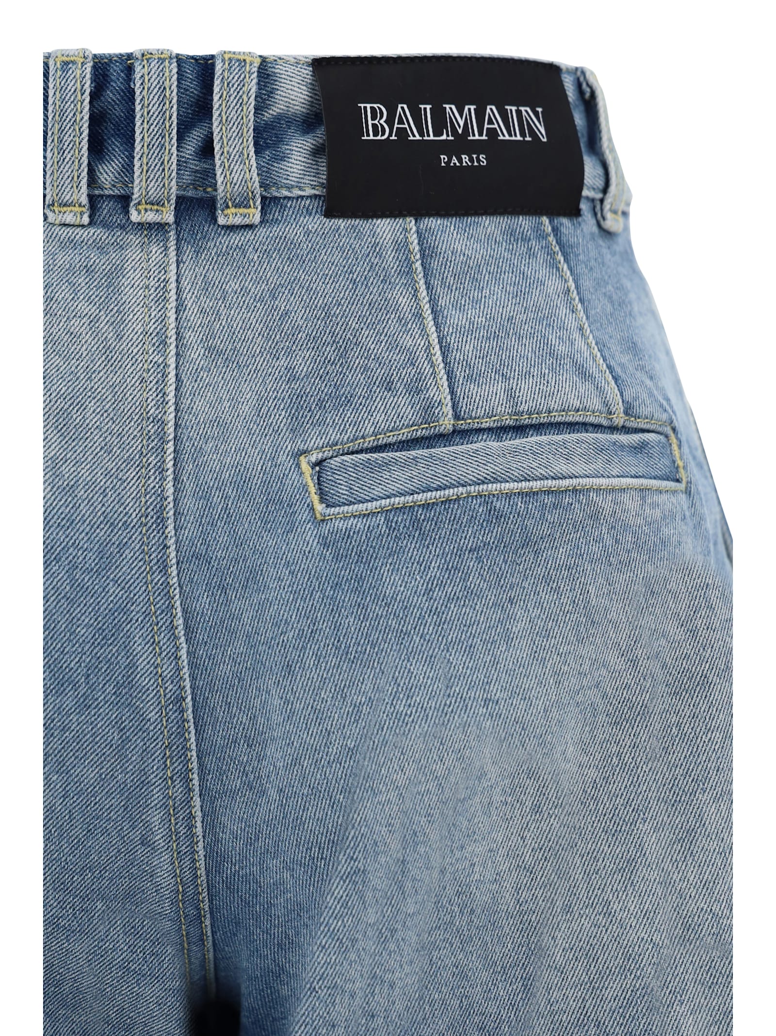 Shop Balmain Jeans In Bleu Jean Clair