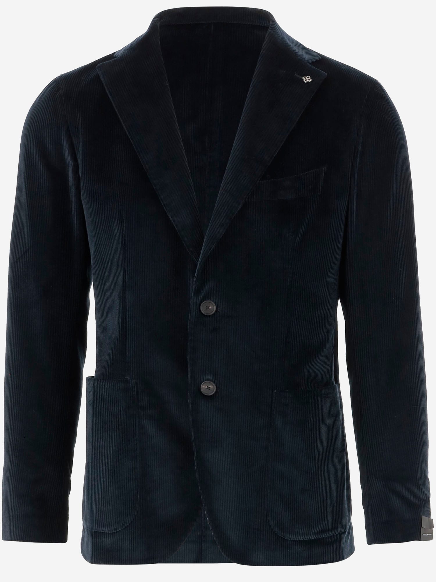 Tagliatore Single-breasted Jacket In Stretch Cotton Velvet In Blue
