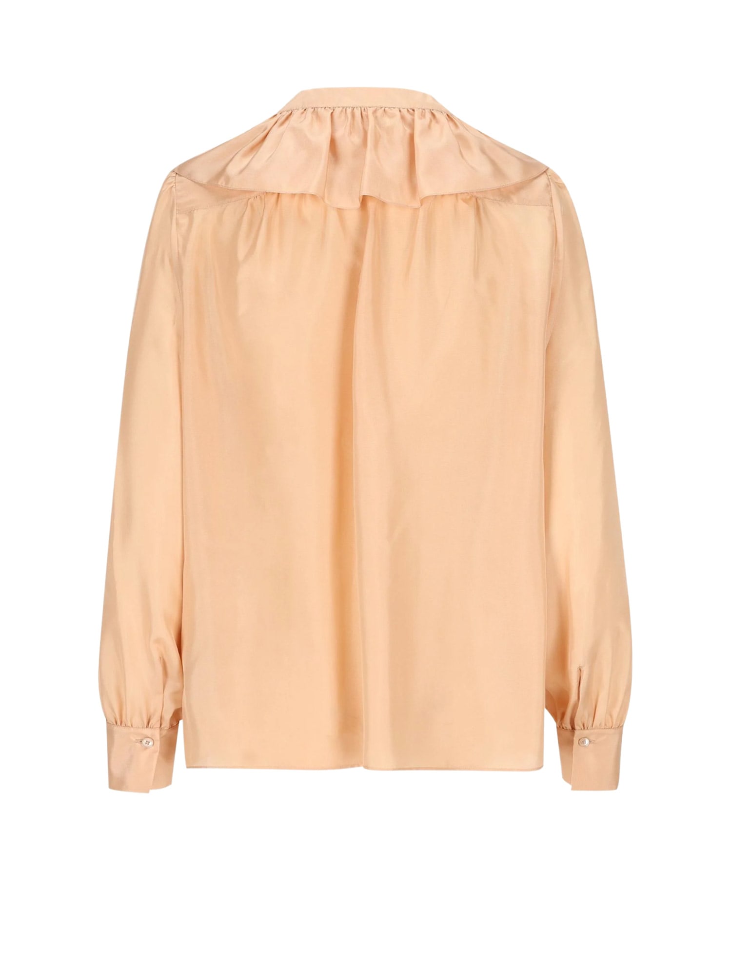 Chloé Silk Shirt With Rouches In Neutral