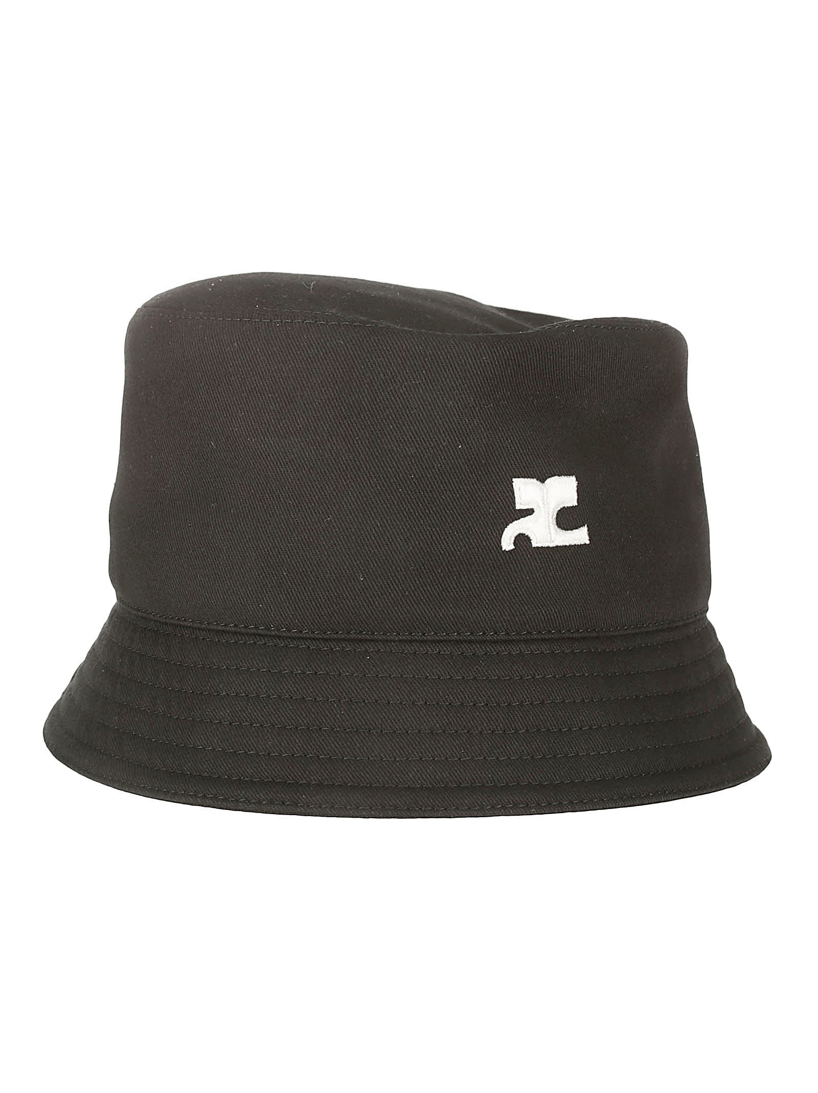 Shop Courrèges Signature Cotton Bucket Hat In Black