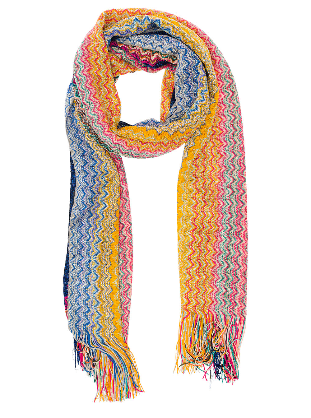 Shop M Missoni Multicolor Scarf With Zigzag Motif In Viscose Blend Woman