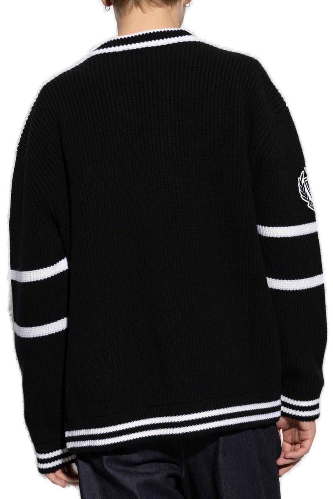 Shop Dolce & Gabbana Dg Logo Embroidered Cardigan In Black