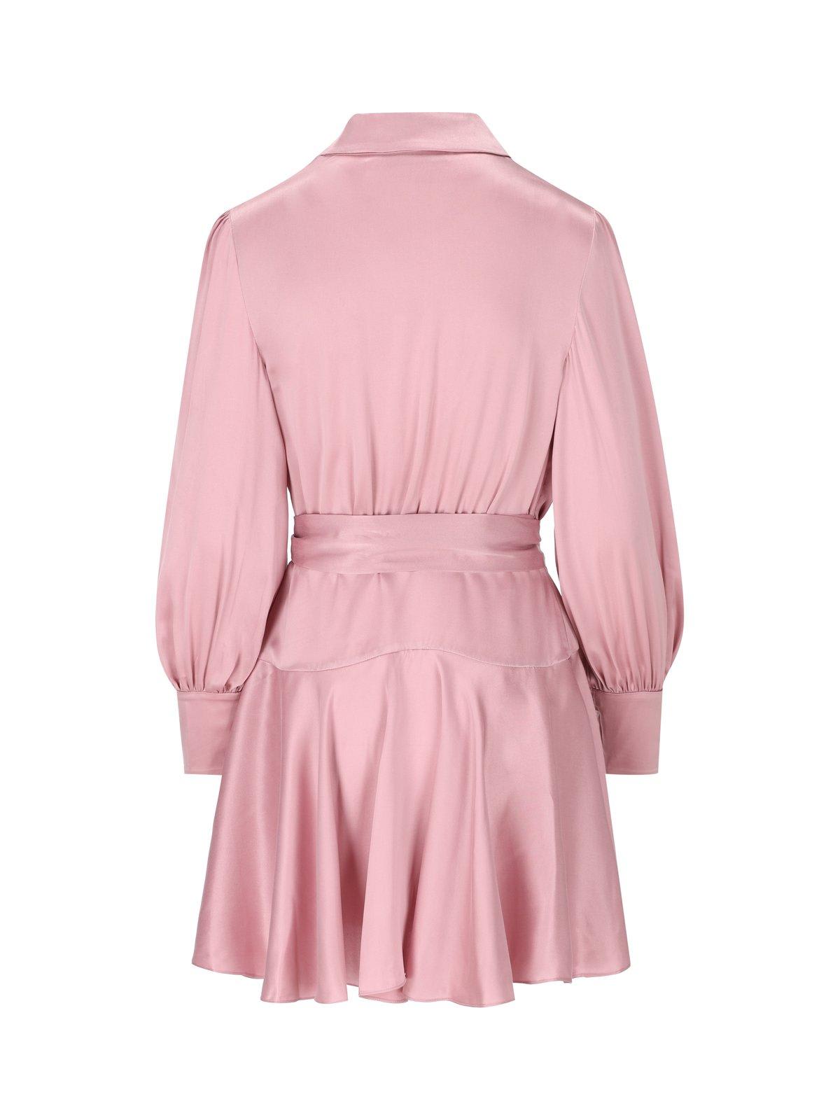Shop Zimmermann V-neck Satin Wrap Dress In Pink