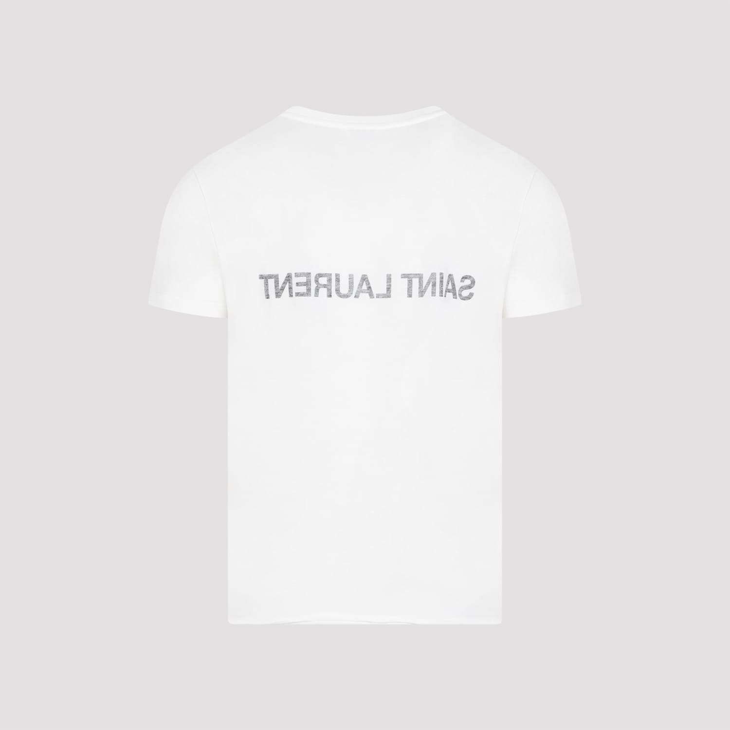 Saint Laurent Natural Black Cotton T-shirts And Polos In White