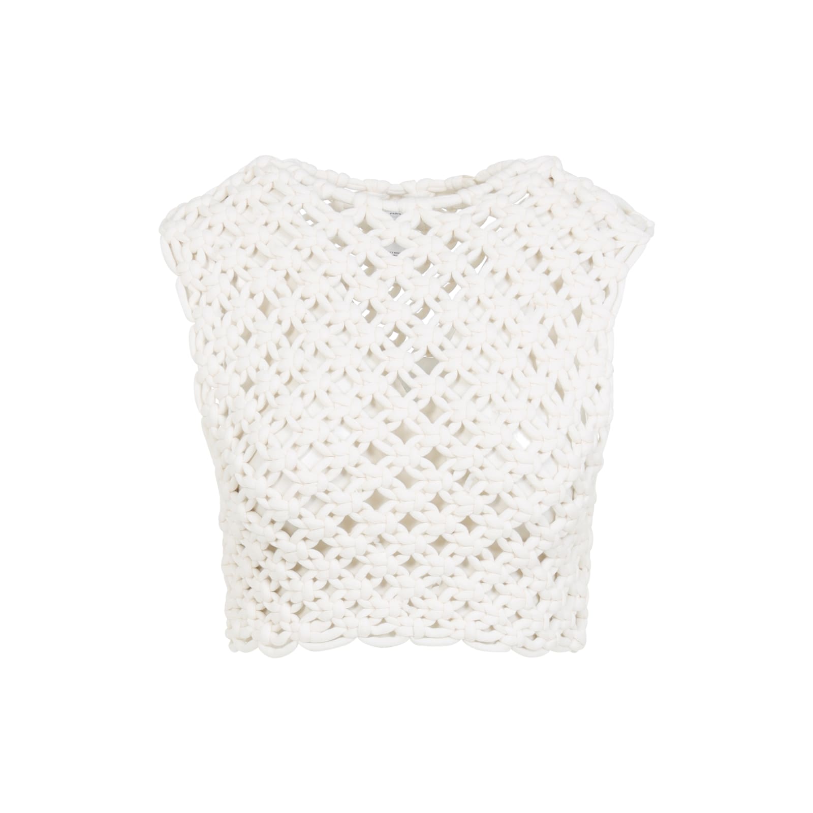Alaïa Textured White Knit Crop Top In White