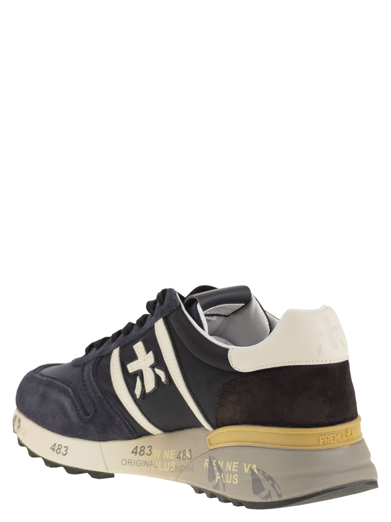 Premiata Casual Low Top Sneakers With Contrast Sole In Black