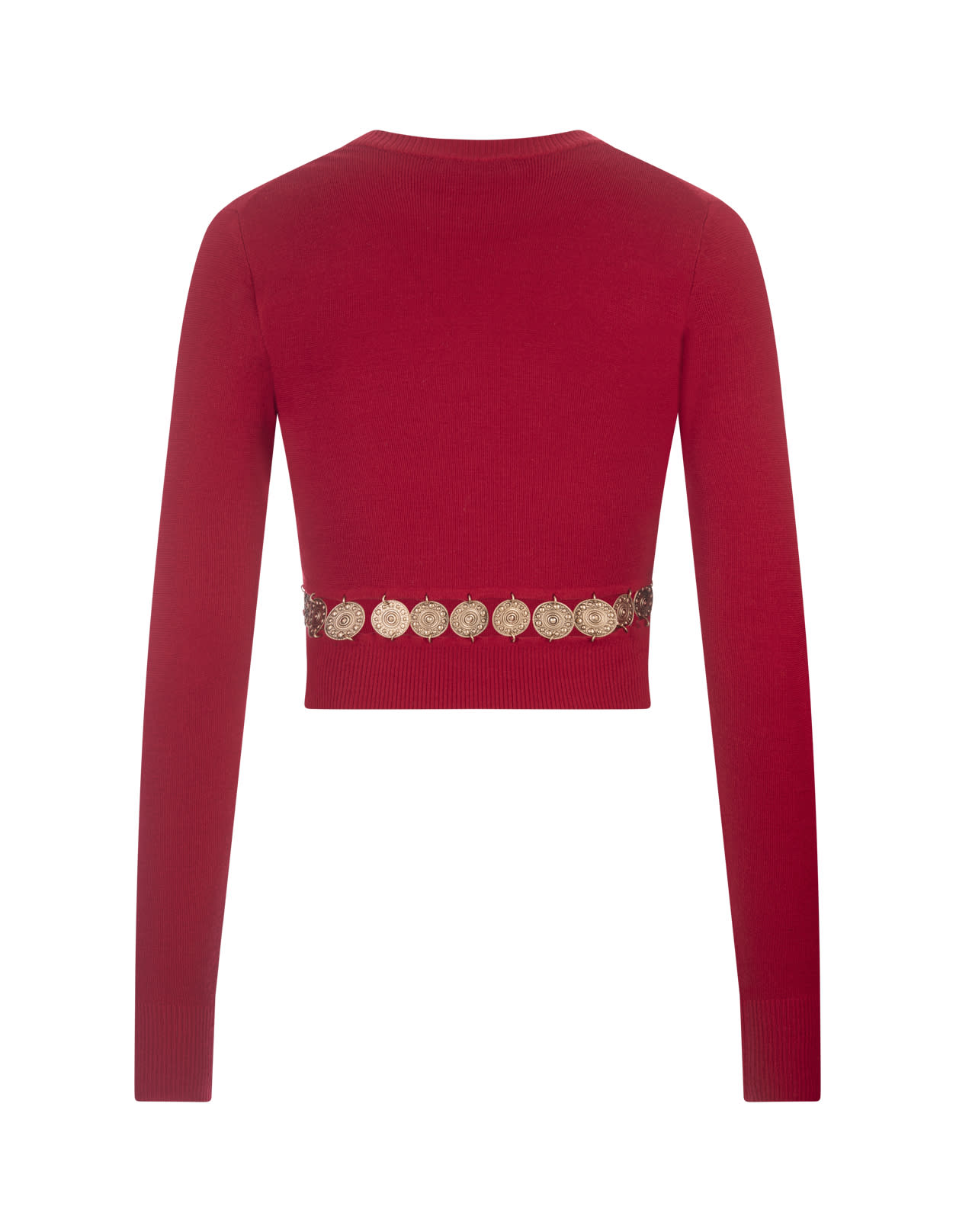 Shop Rabanne Red Short Pullover With Belt Detail