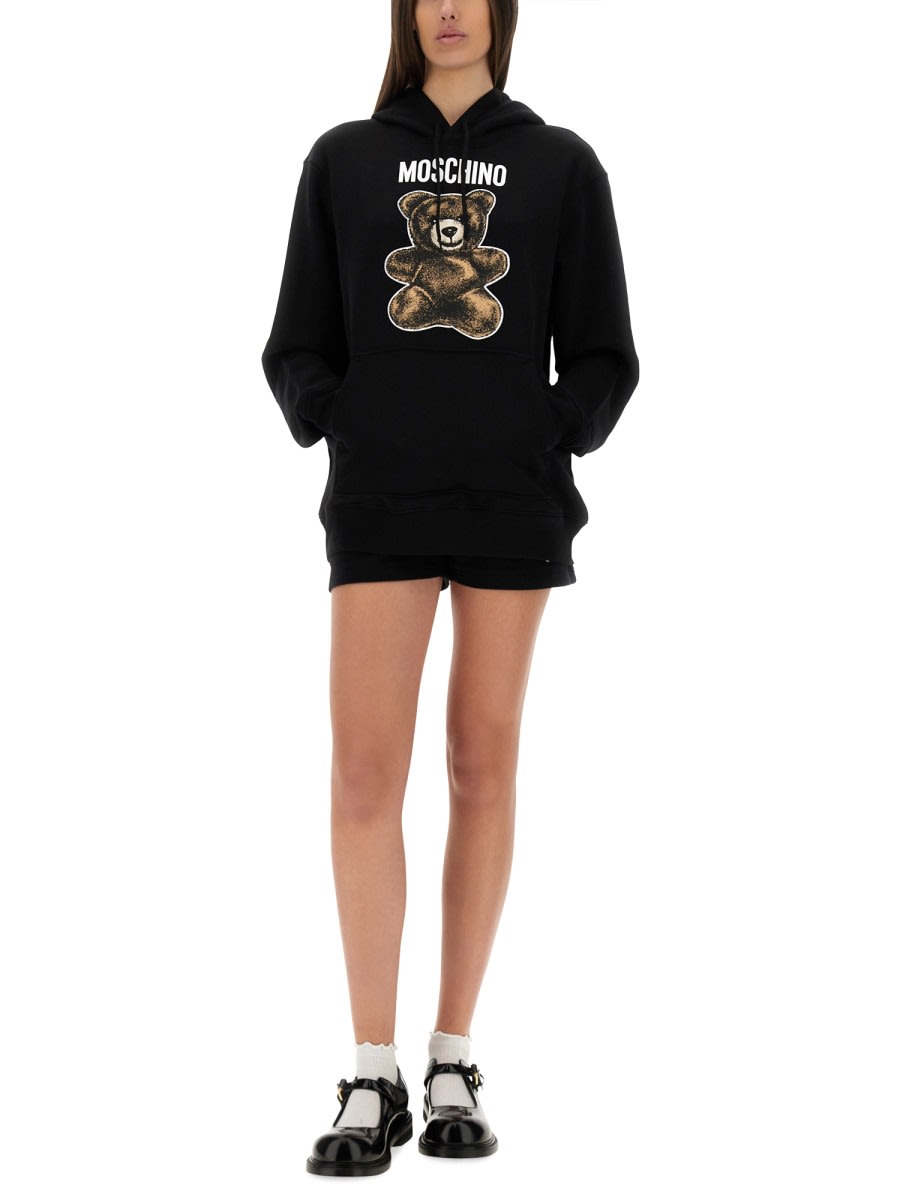 Moschino Teddy Bear Print Oversized Hoodie In Black