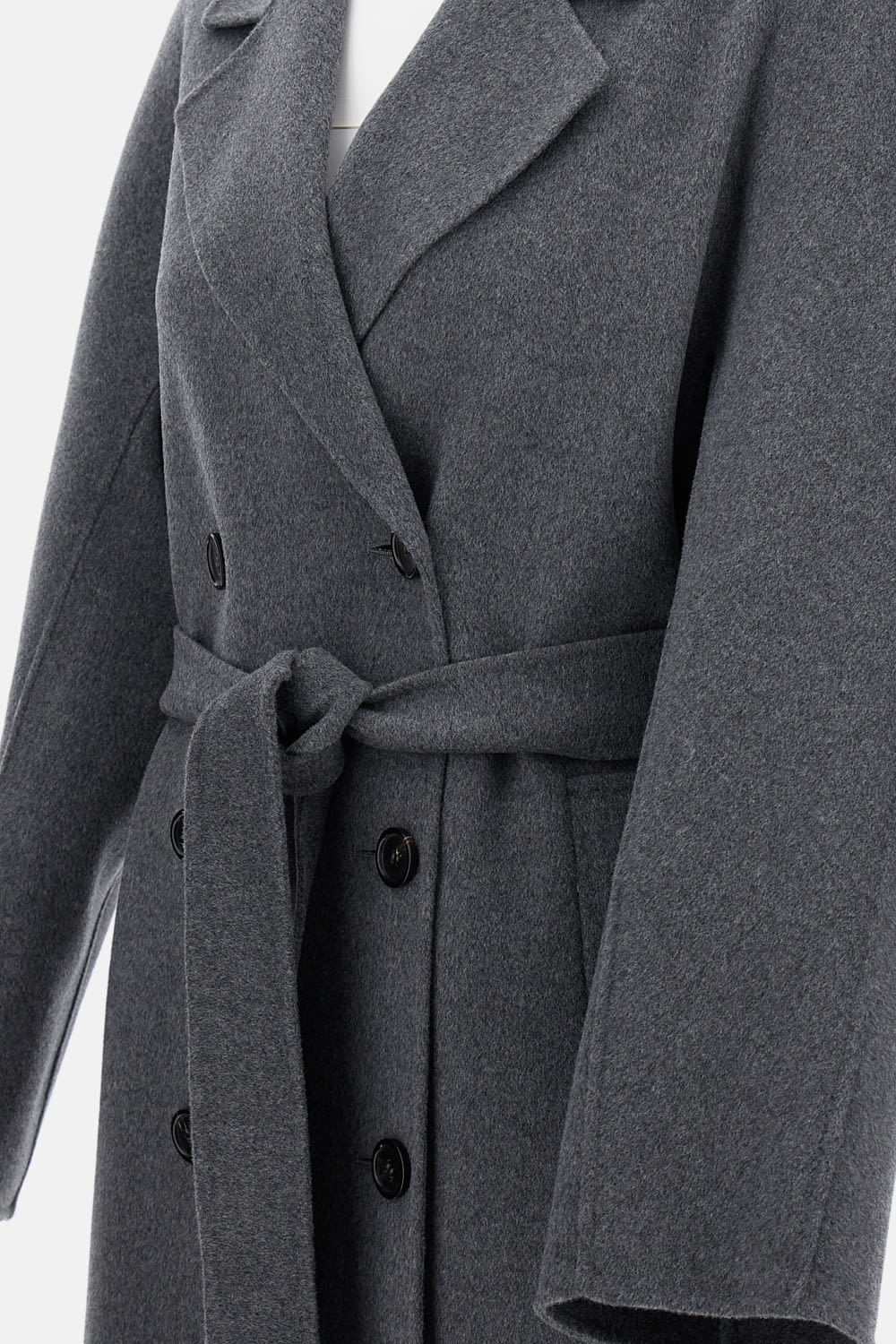 S Max Mara Double-breasted Belted Coat In Gray