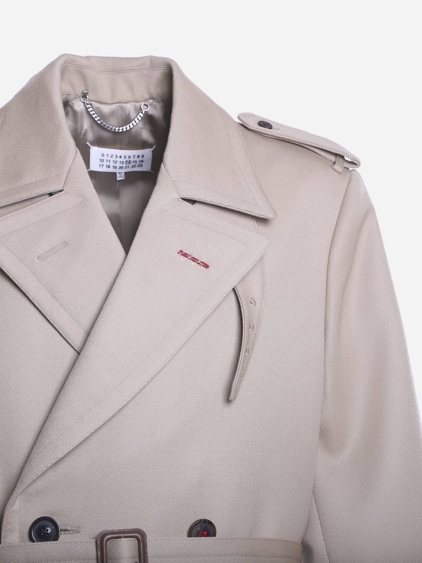 Shop Maison Margiela Double-breasted Coat Made Of Wool In Beige