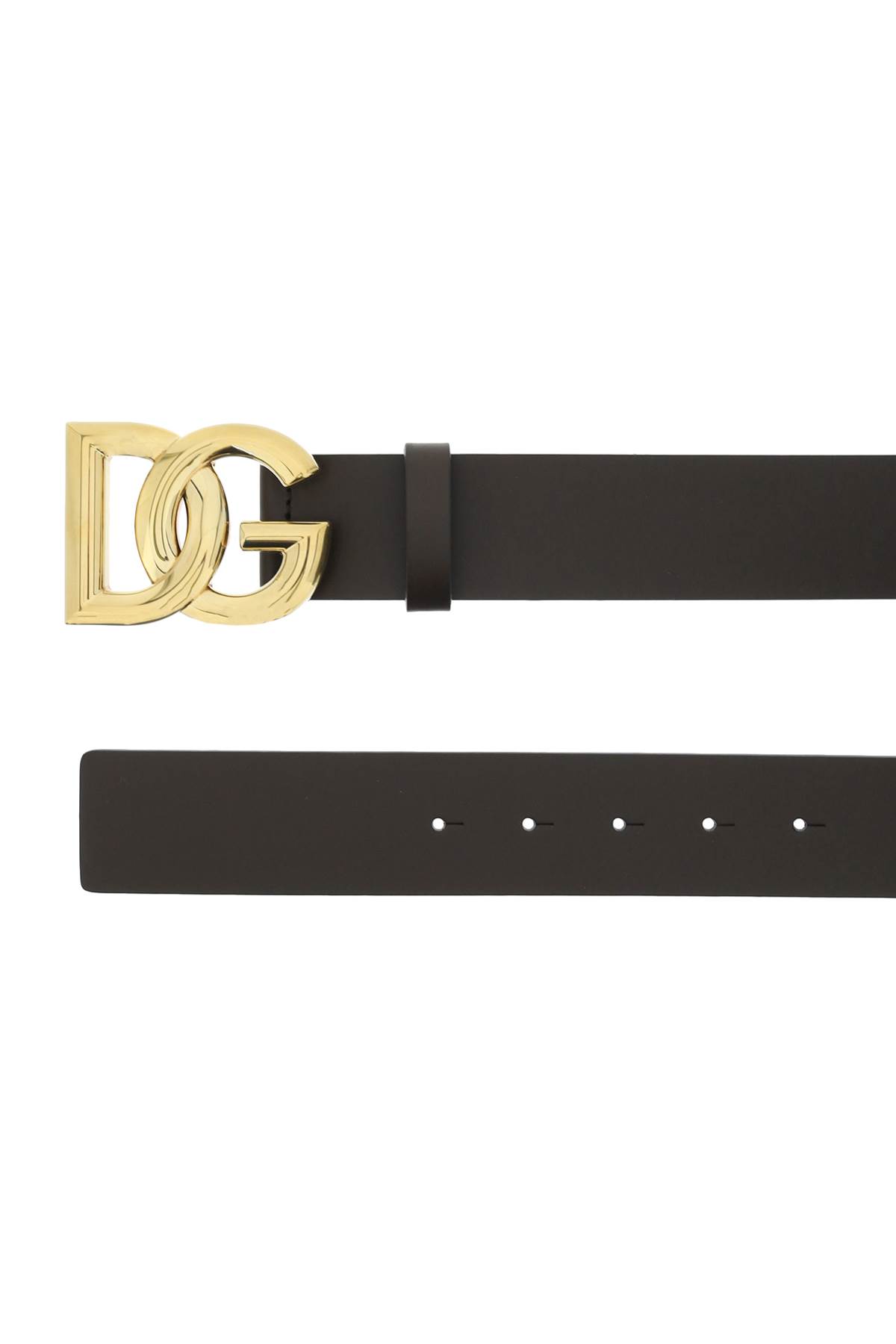 Shop Dolce & Gabbana Lux Leather Belt With Dg Buckle In Nero Oro (black)