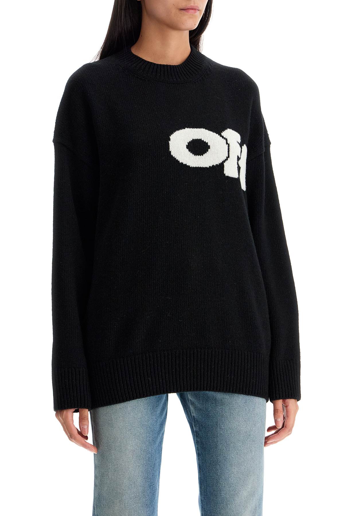 Shop Off-white Oversized Sweater In Black - White (black)