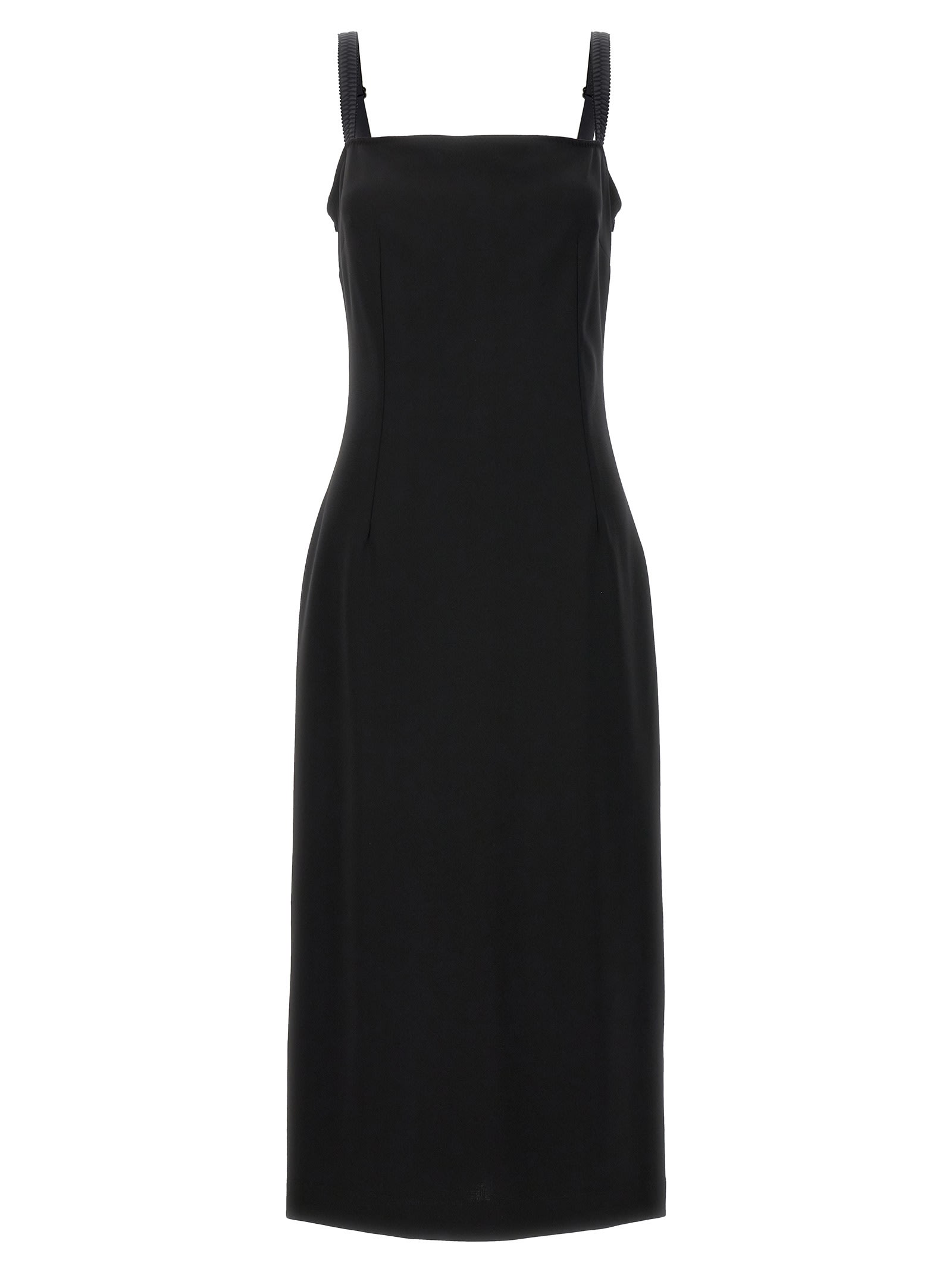 Dolce & Gabbana Midi Sheath Dress In Milano Stitch Jersey In Black