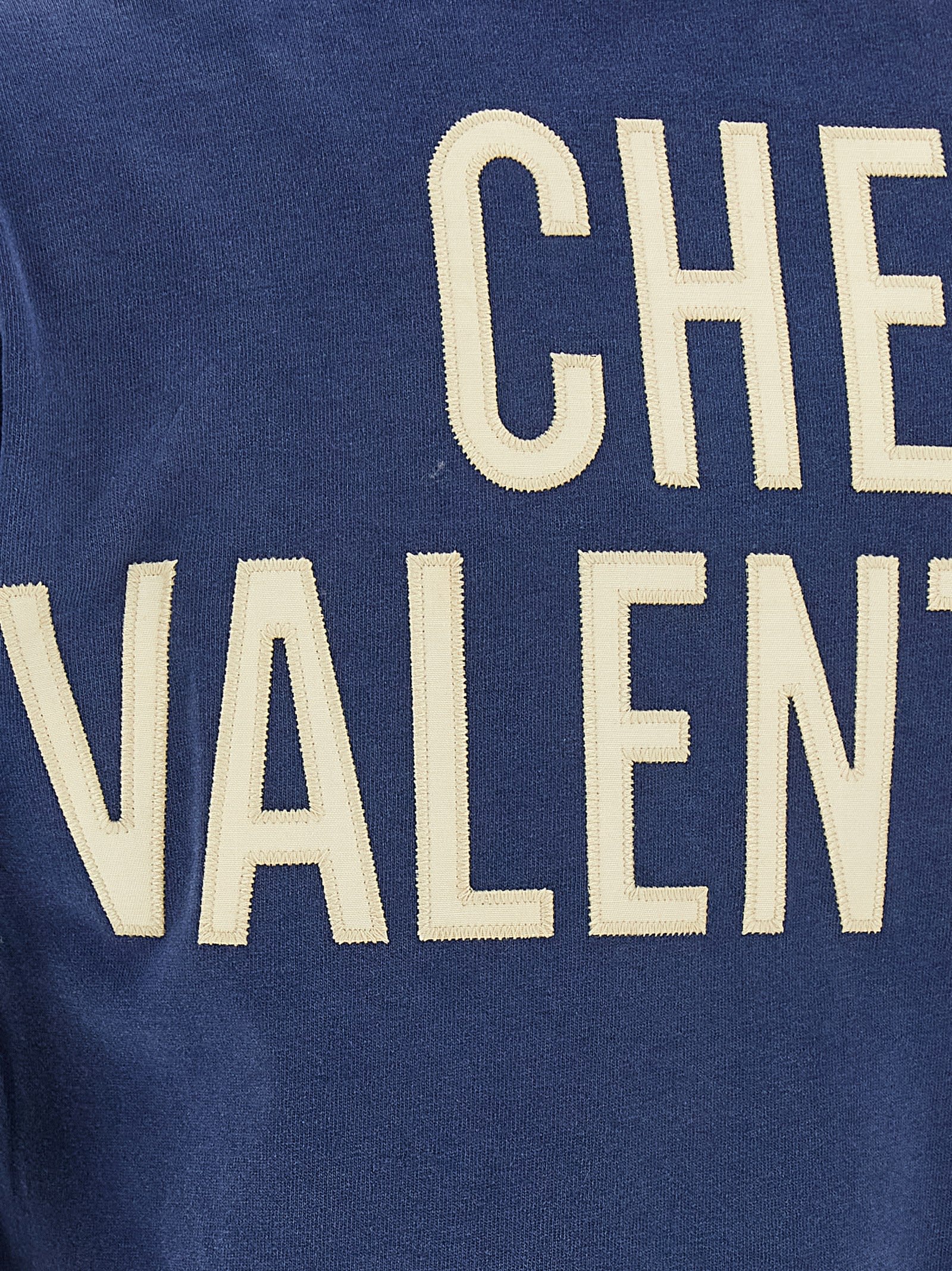 Valentino Crew Neck Graphic Print Short Sleeves Top In Blue
