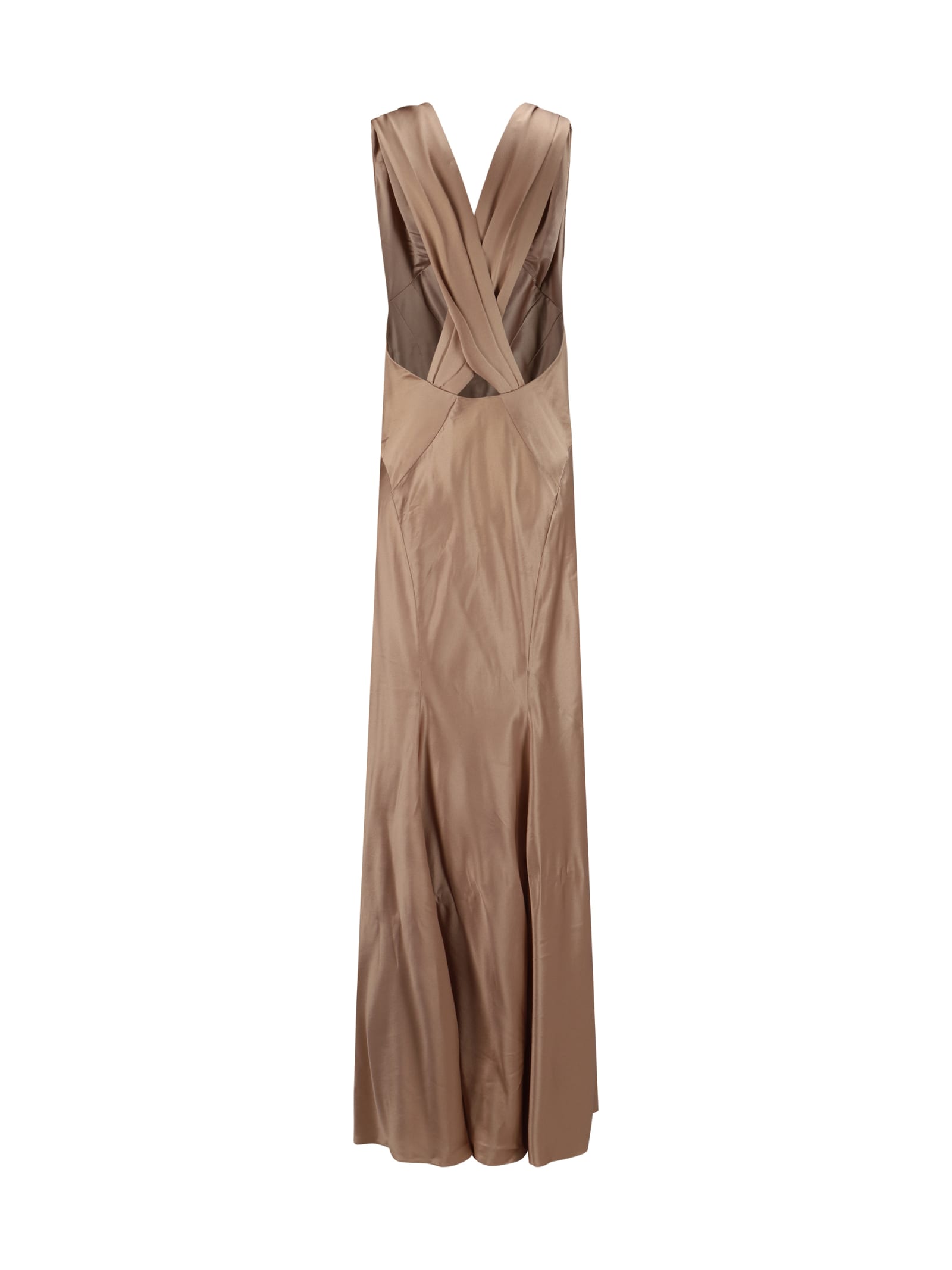 Shop Saint Laurent Long Dress In Rose Des Sables