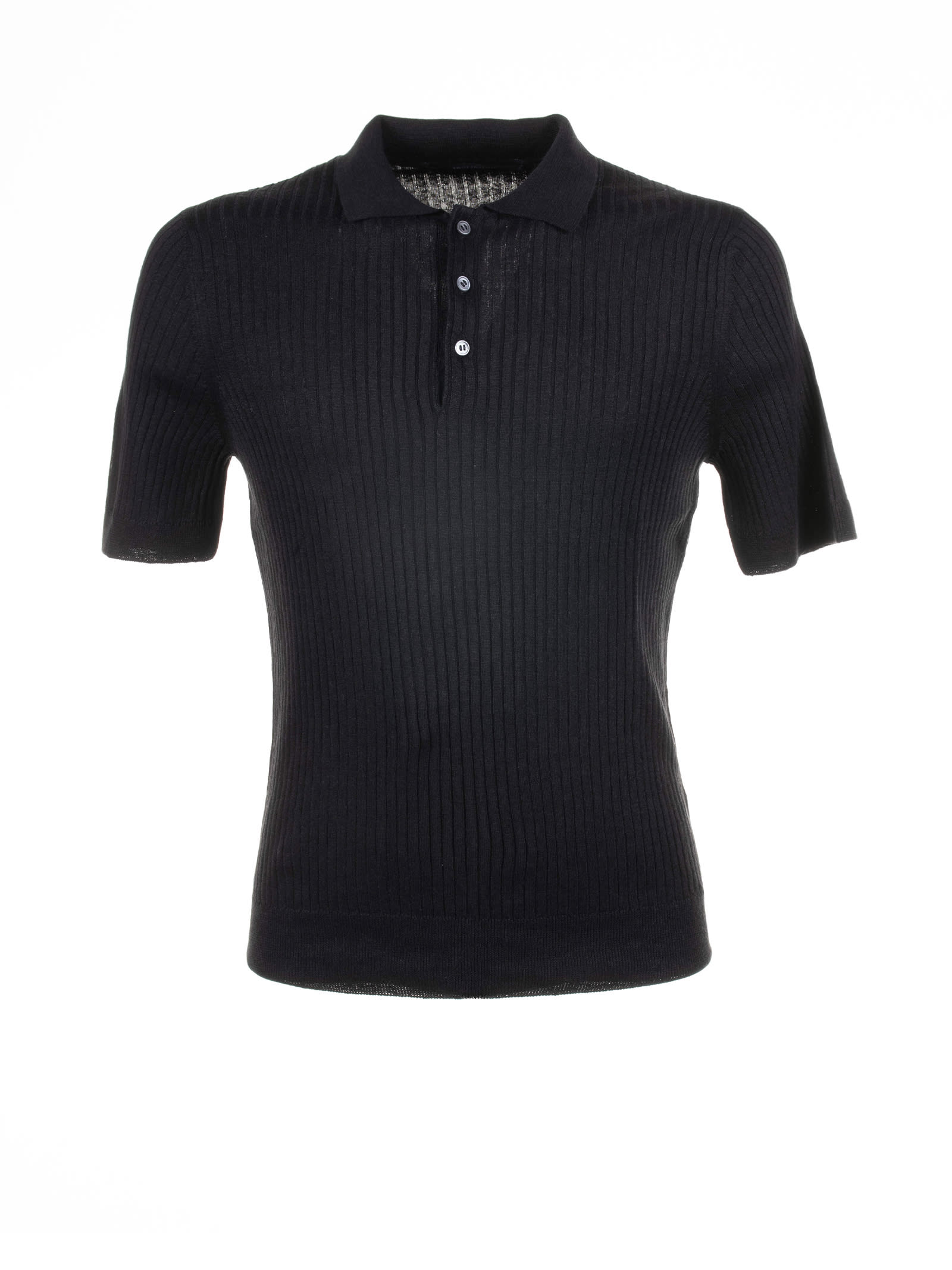 Tagliatore Black Short-sleeved Polo Shirt In Nero