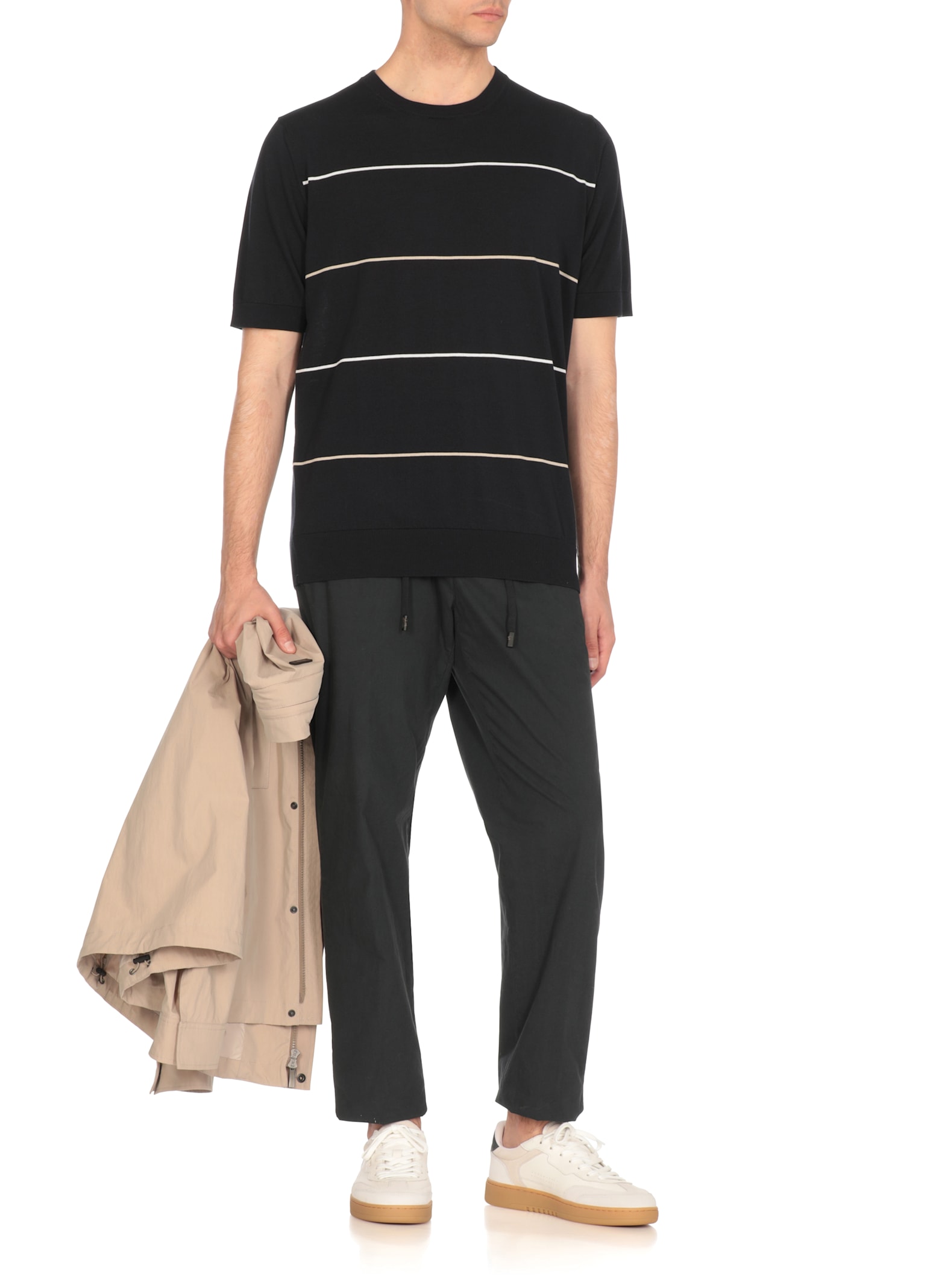 Peserico Short Sleeves Polo Shirt With Striped Pattern