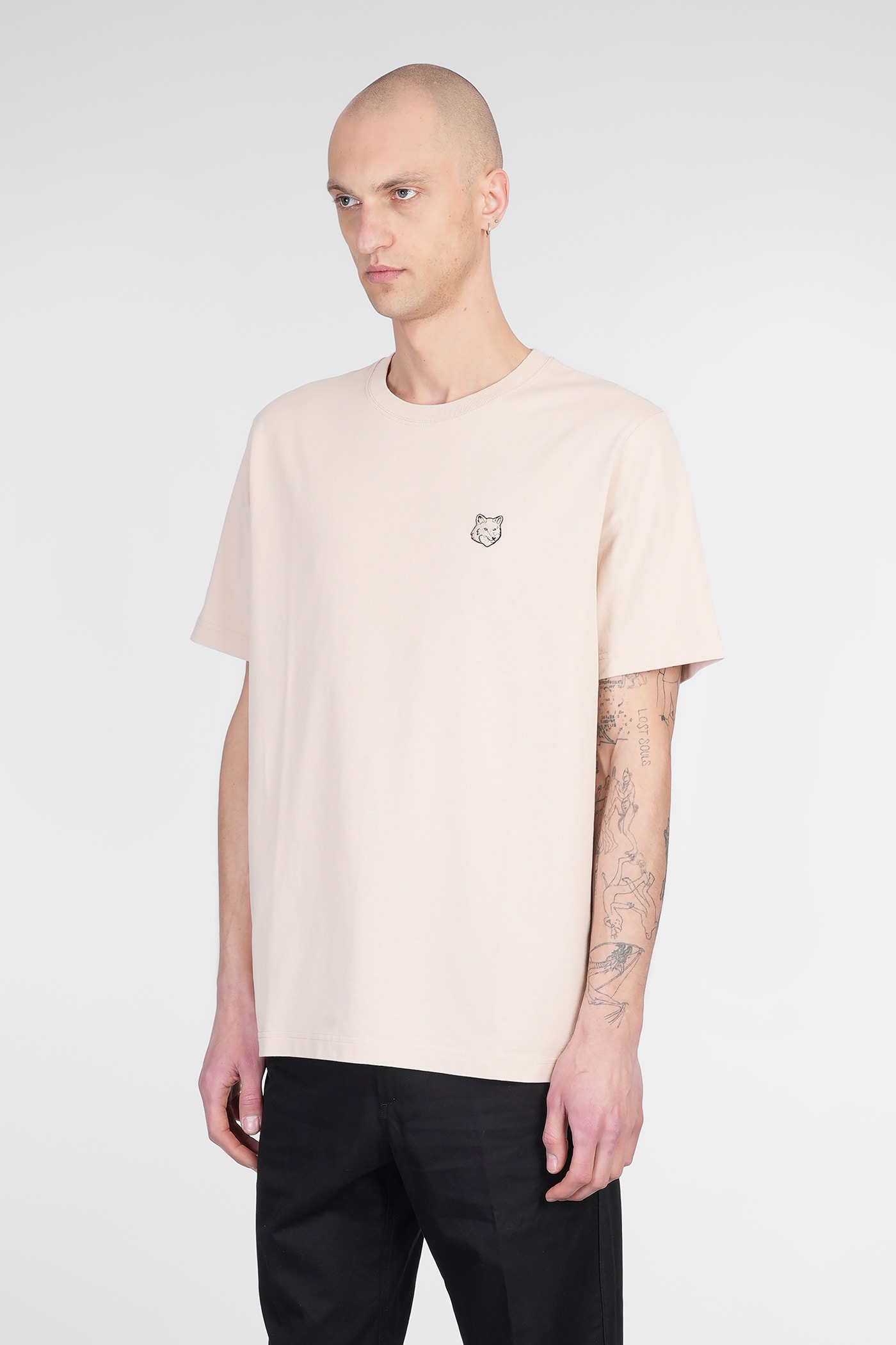 Shop Maison Kitsuné T-shirt In Beige Cotton