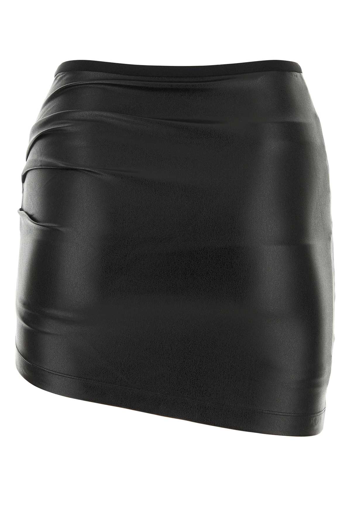 Shop Helmut Lang Black Synthetic Leather Mini Skirt
