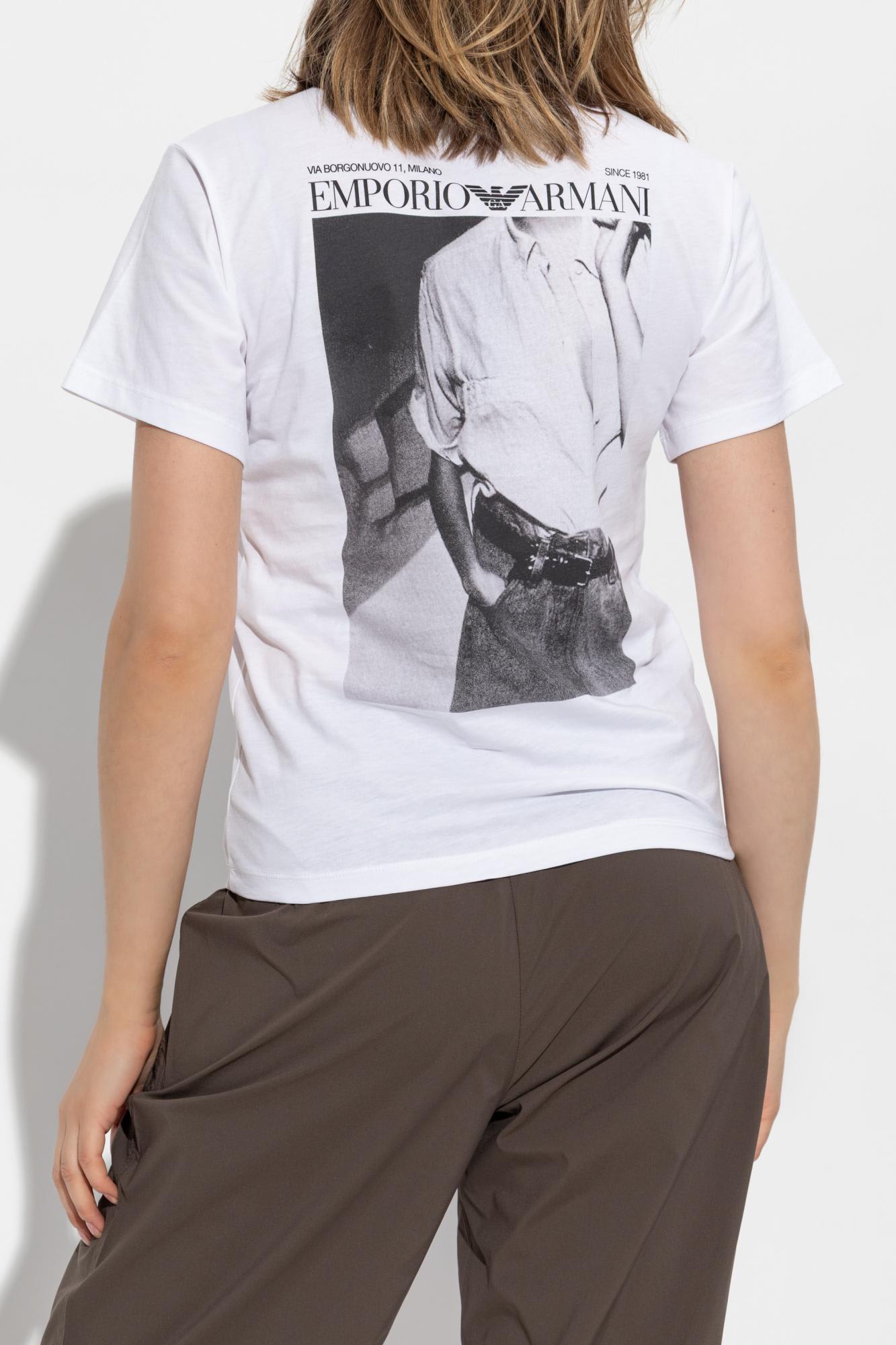 Emporio Armani Logo Printed Crewneck T-shirt In White