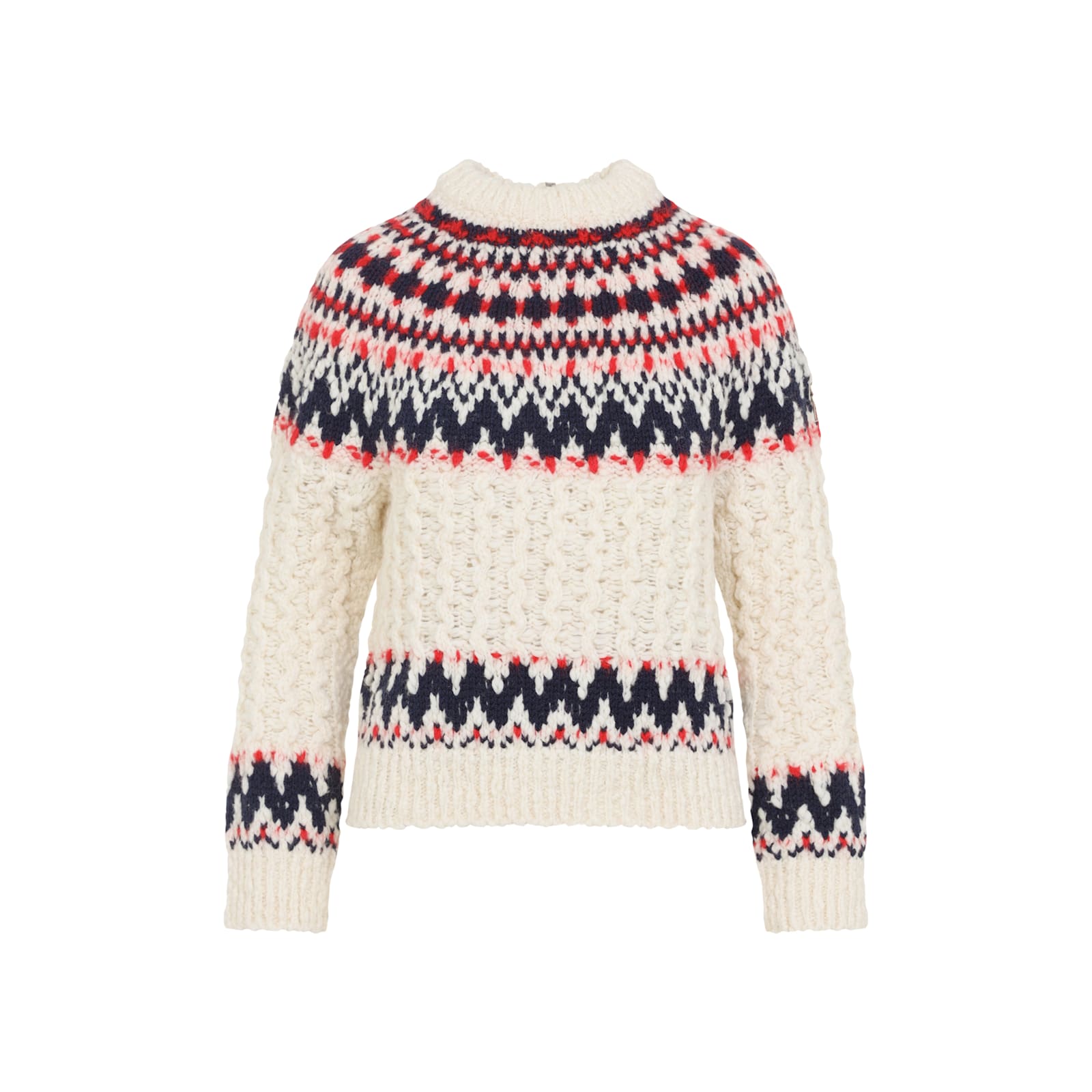 Moncler Grenoble Geometric Jacquard Wool Blend Jumper In Neutral