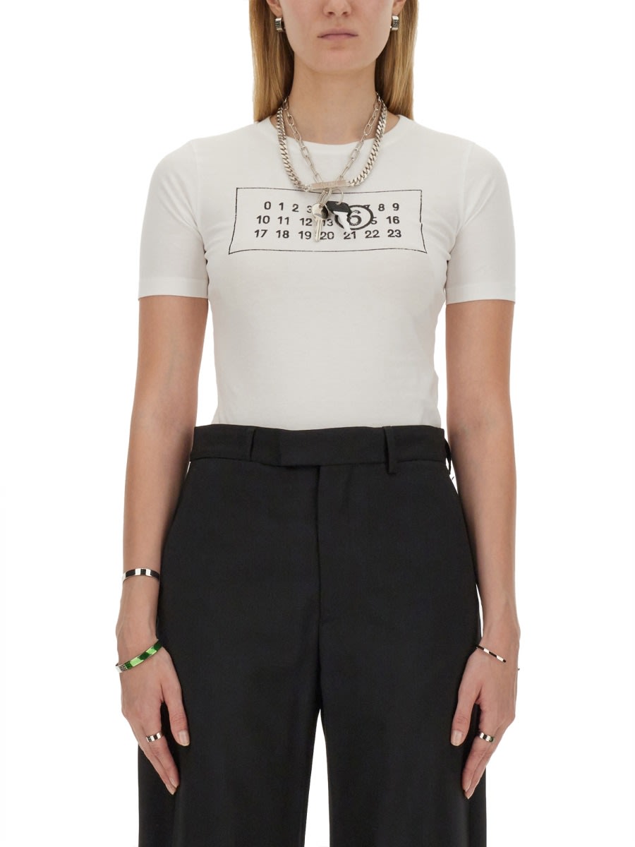 Shop Mm6 Maison Margiela T-shirt With Print In White