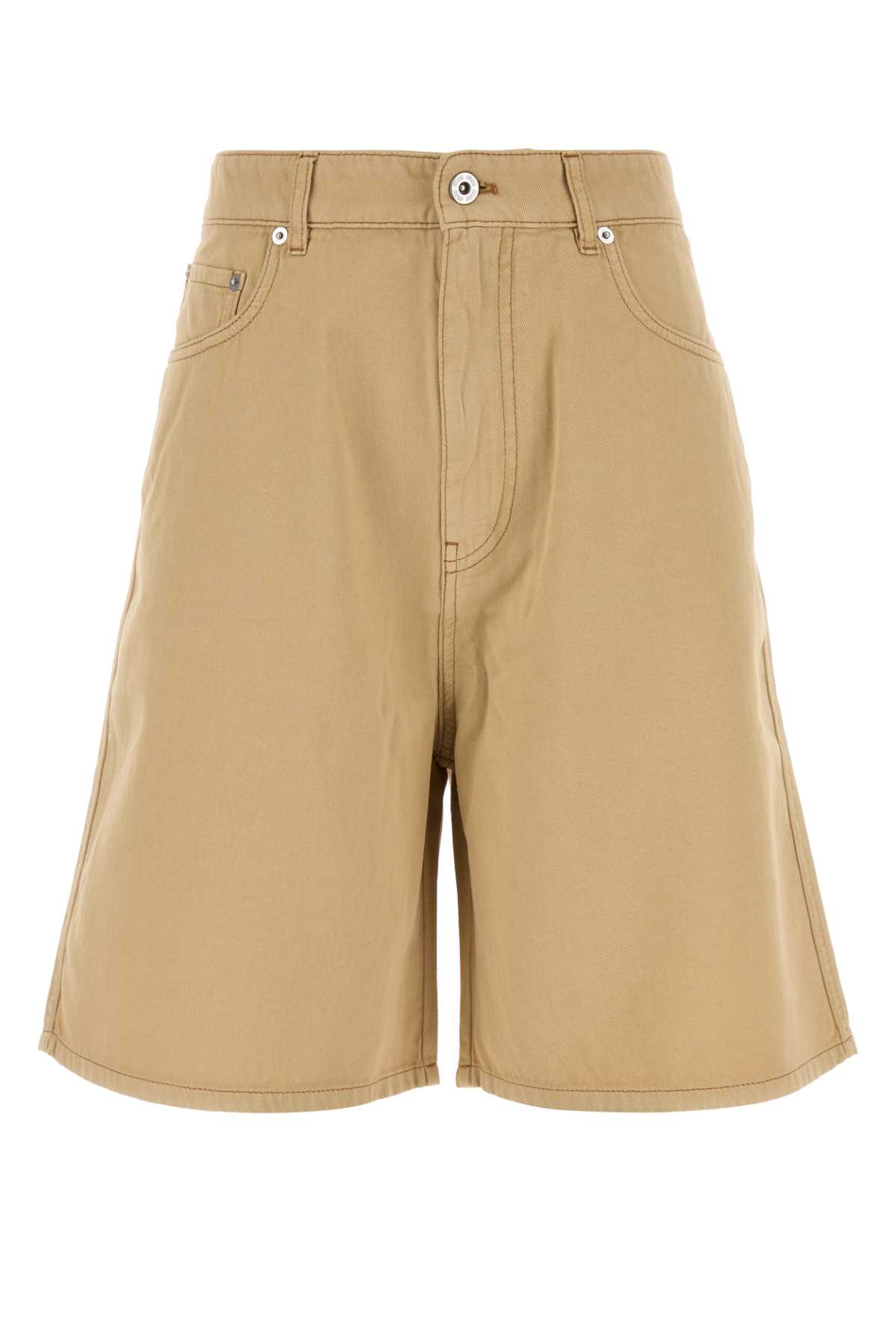 Miu Miu Bermuda Shorts With Back Pockets And Belt Loops In Neutral