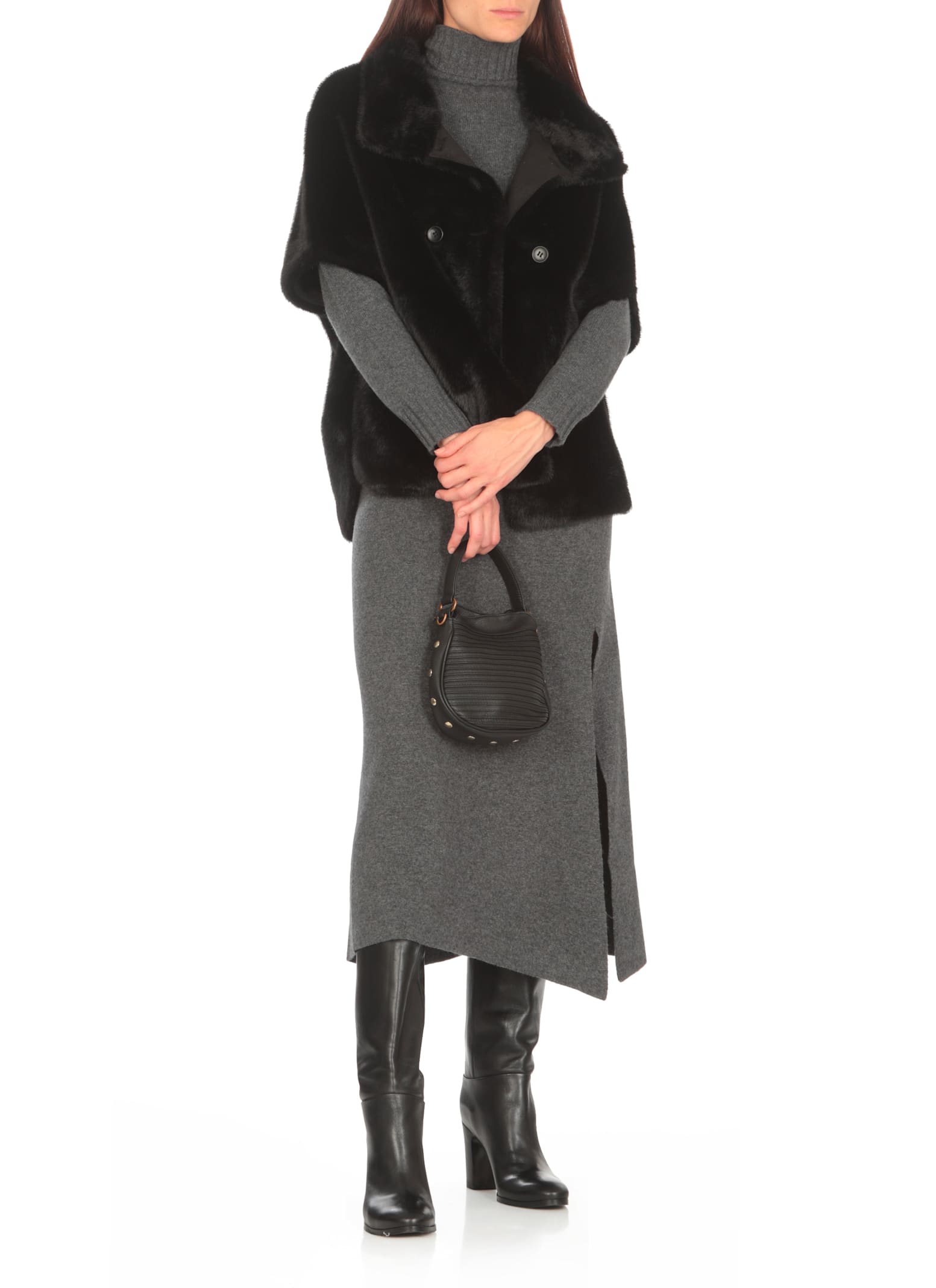 Shop Valentini 1972 Synth Leather Cape In Black