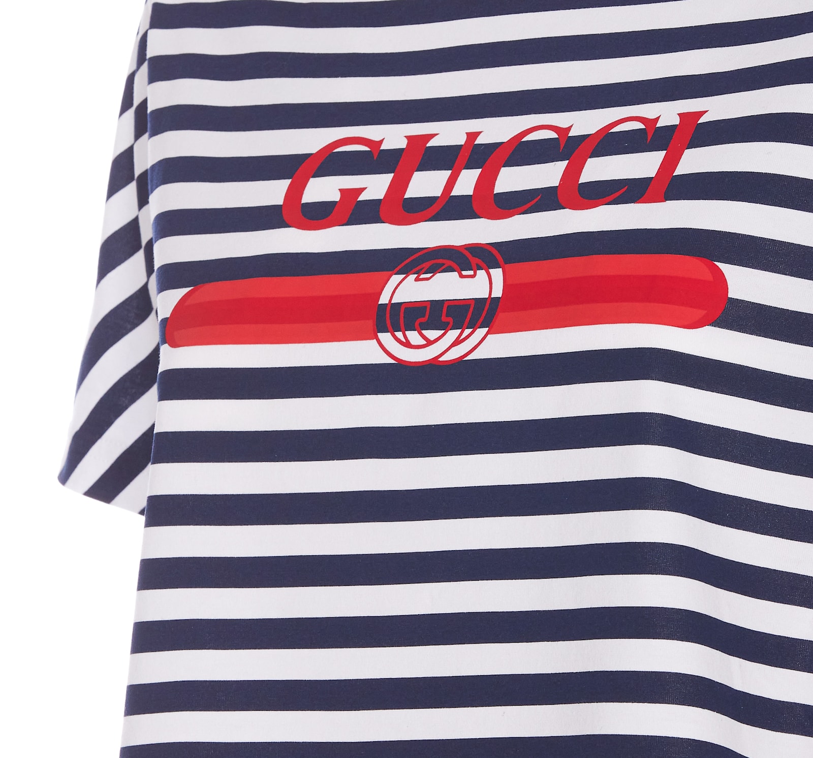 Shop Gucci Striped  Print T-shirt In Blue