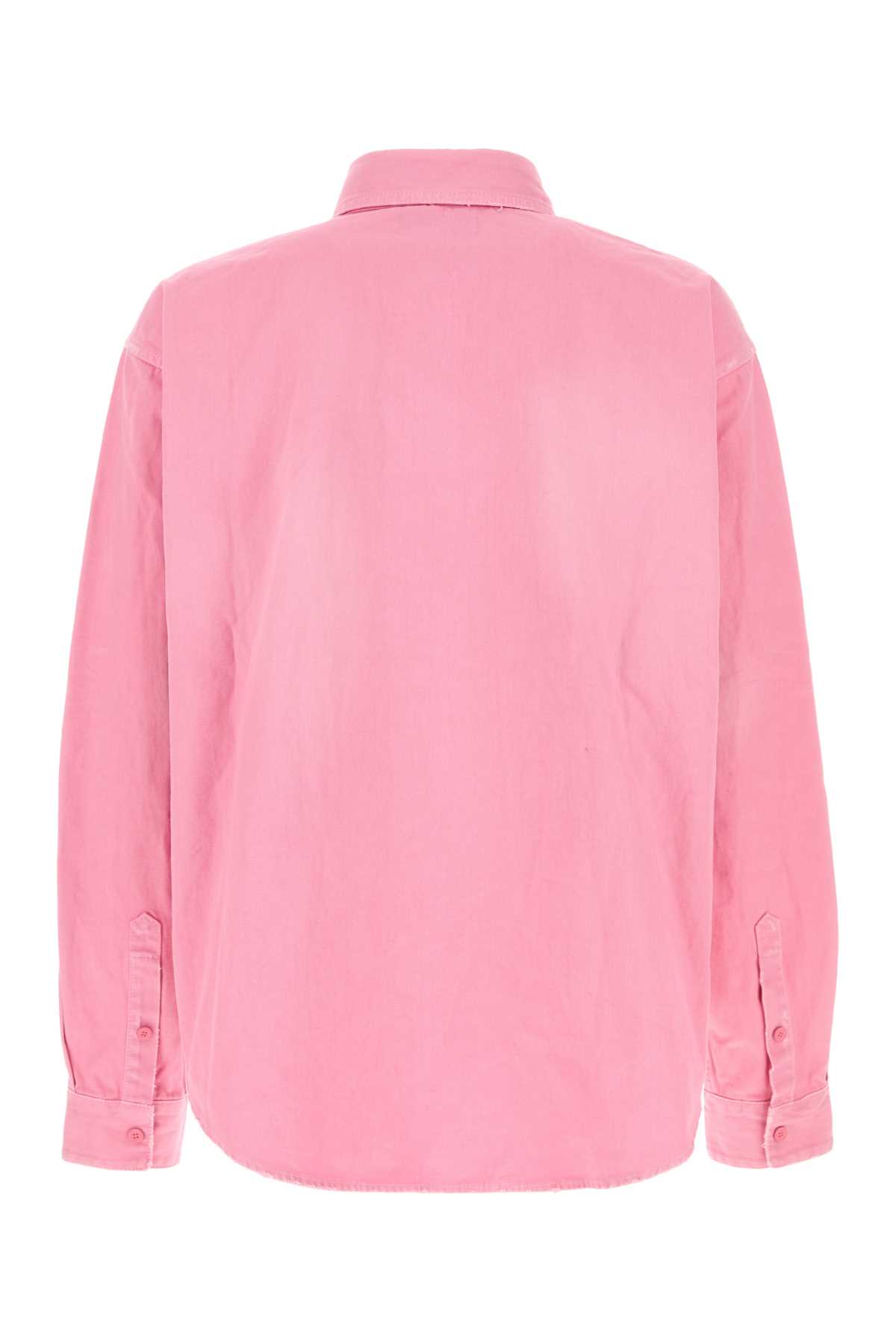 Balenciaga Denim Overshirt In Babypink