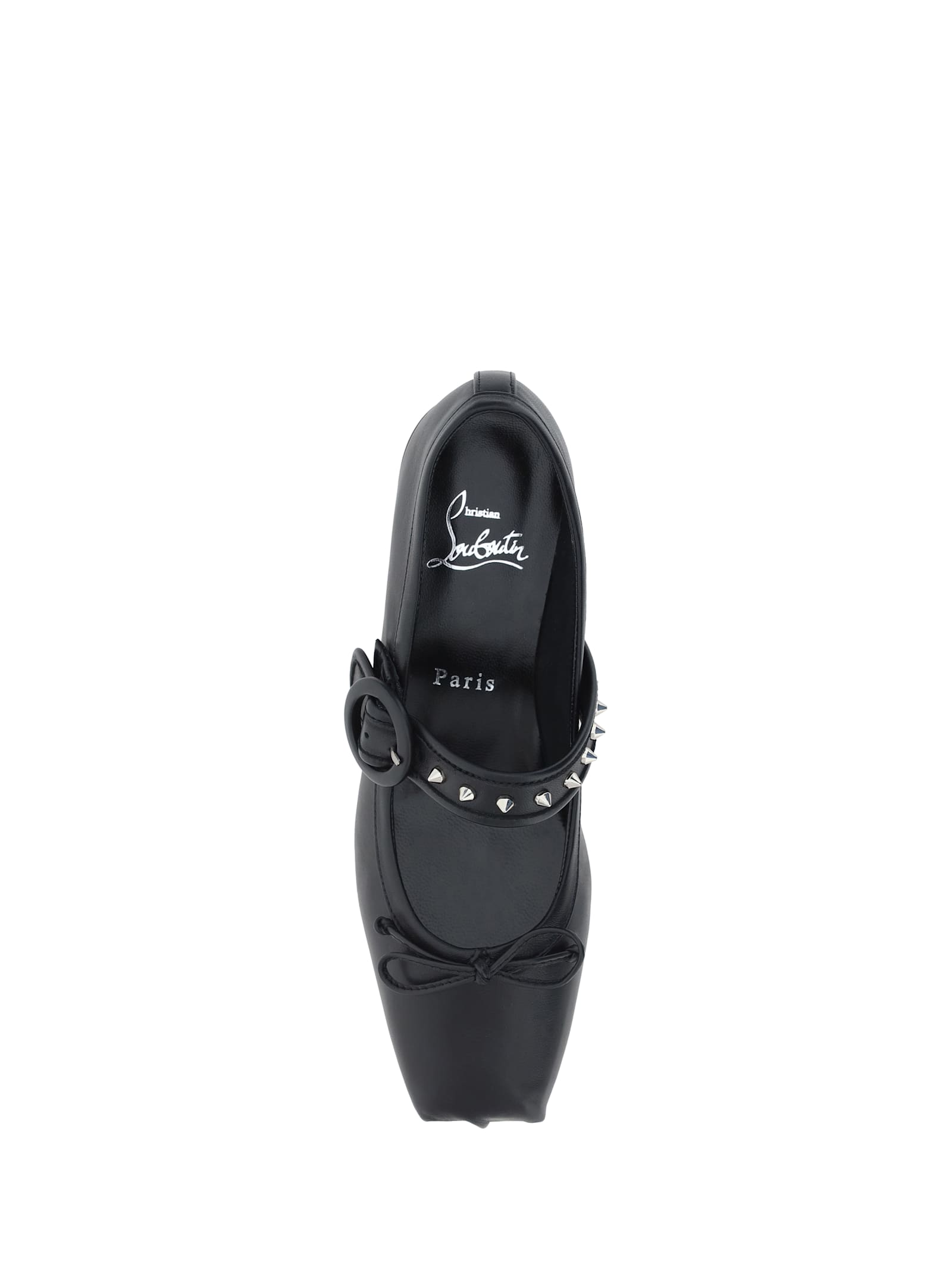 Shop Christian Louboutin Mamastrapita Ballerinas In Black/lin Black