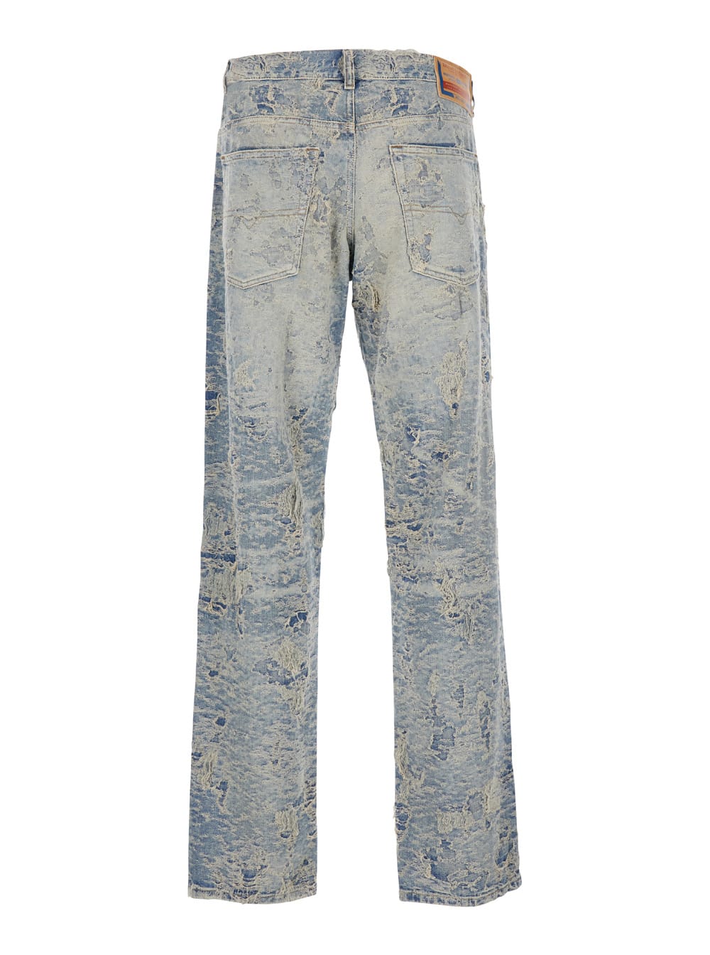 Shop Diesel Denim Jacquard Destroy D-finitive Fit In Light Blue