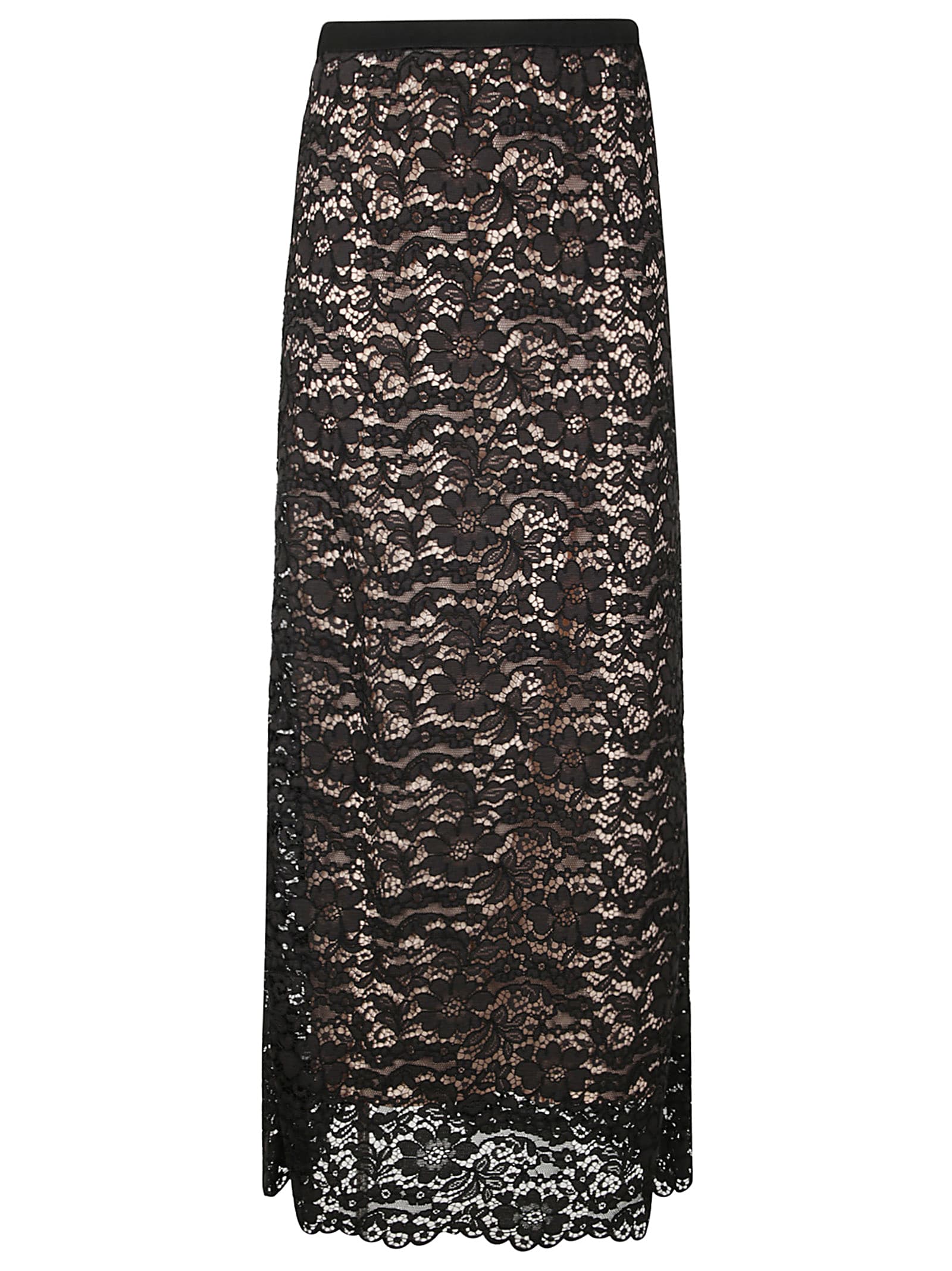 P.a.r.o.s.h Floral-lace Maxi Skirt In Black