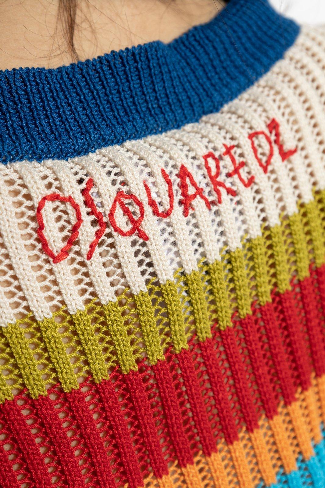 Shop Dsquared2 Summer Lovers Striped Knitted Dress