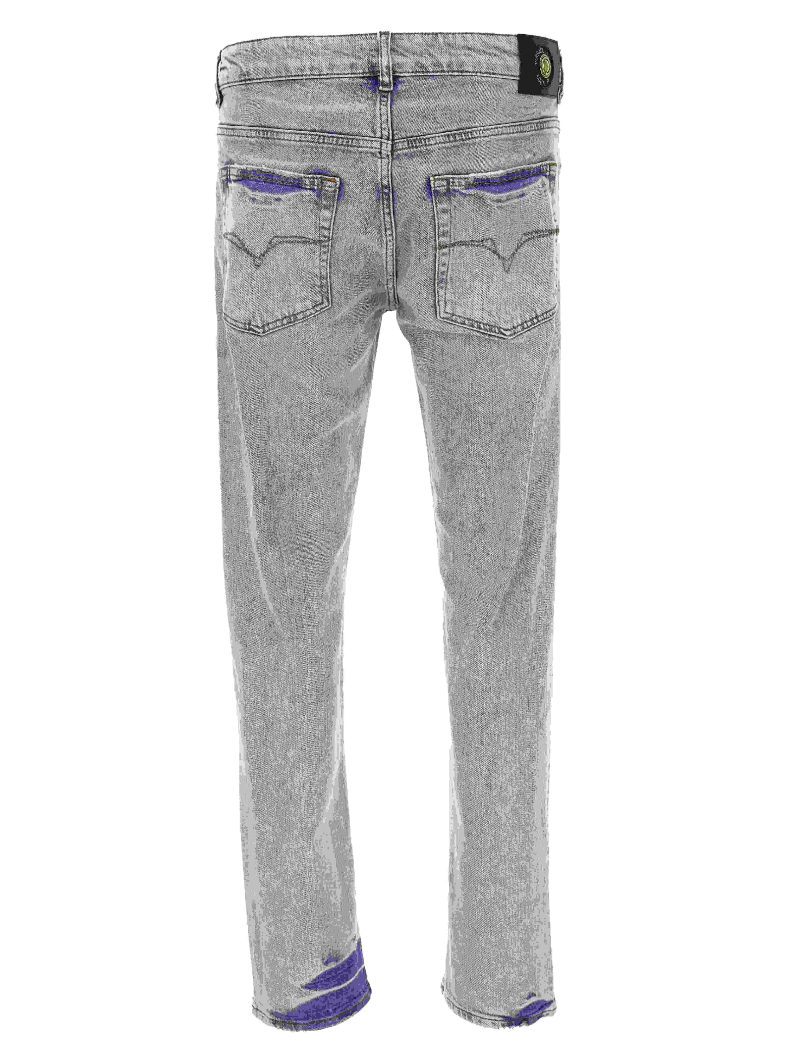 Shop Versace Jeans Couture Blue Straight Trousers