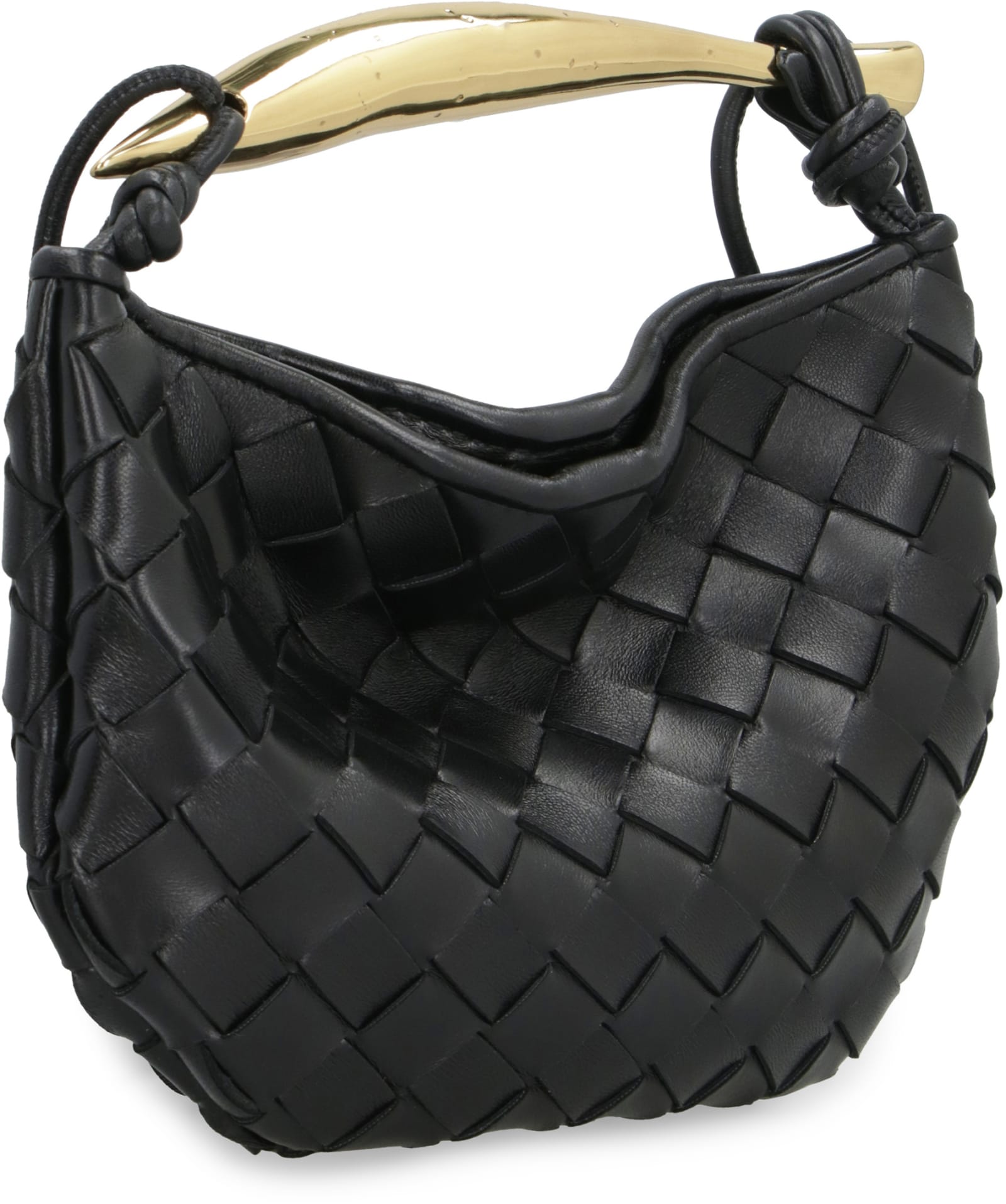 Shop Bottega Veneta Mini Sardine Leather Crossbody Bag In Black