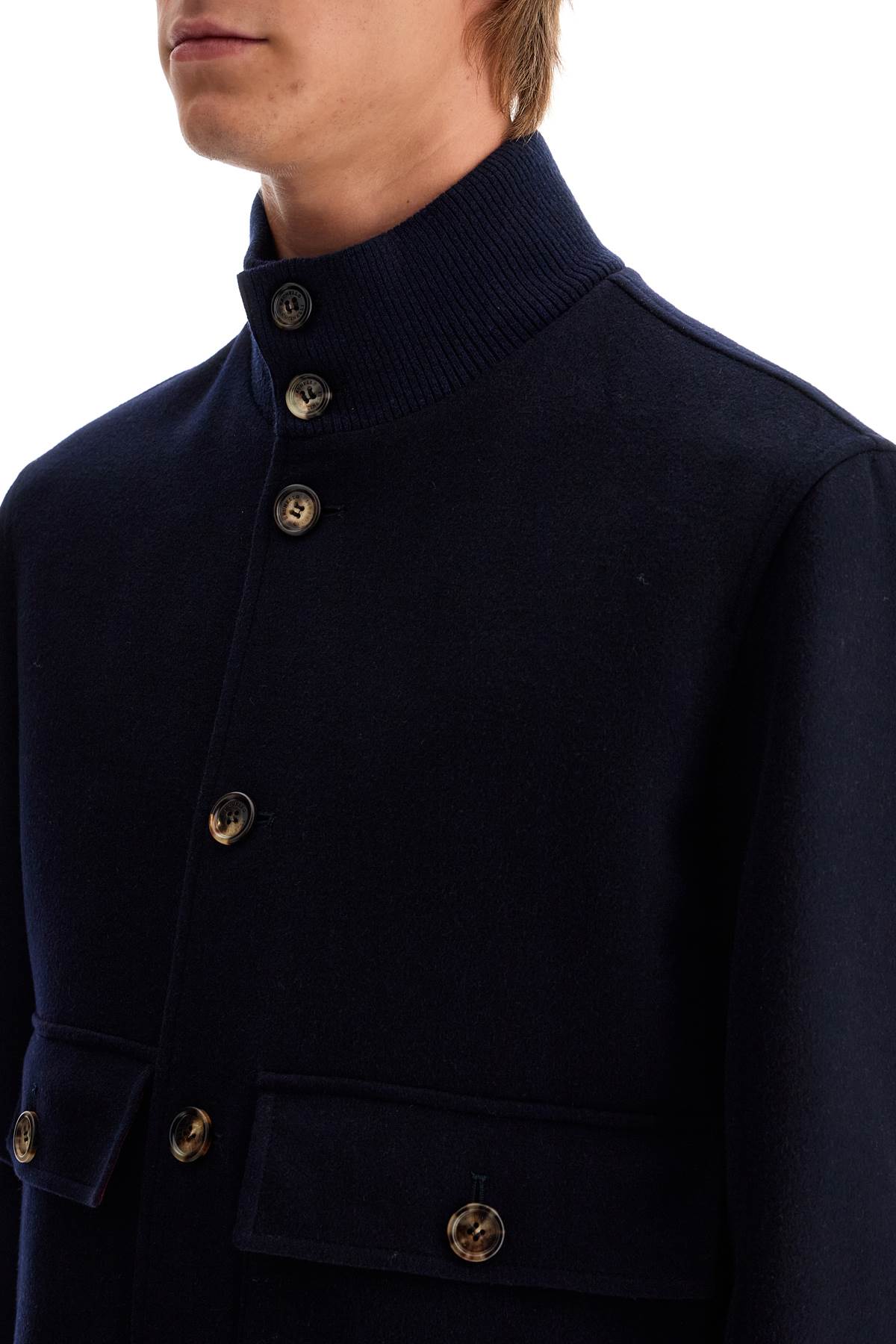 Shop Brunello Cucinelli Beaver Bomber Jacket In Italian In Navy/antracite+rubino+blu (blue)