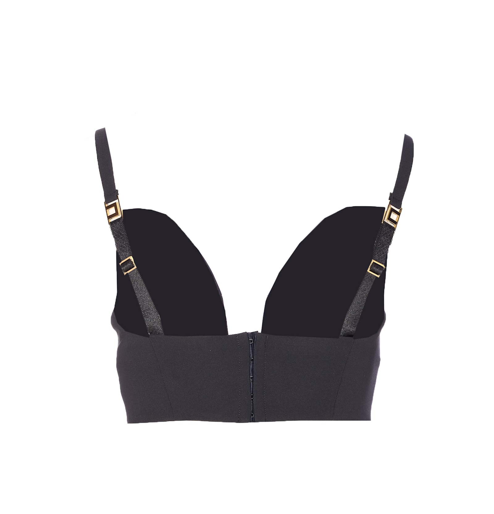 Elisabetta Franchi V-neckline Bra Model Gold Chain In Black