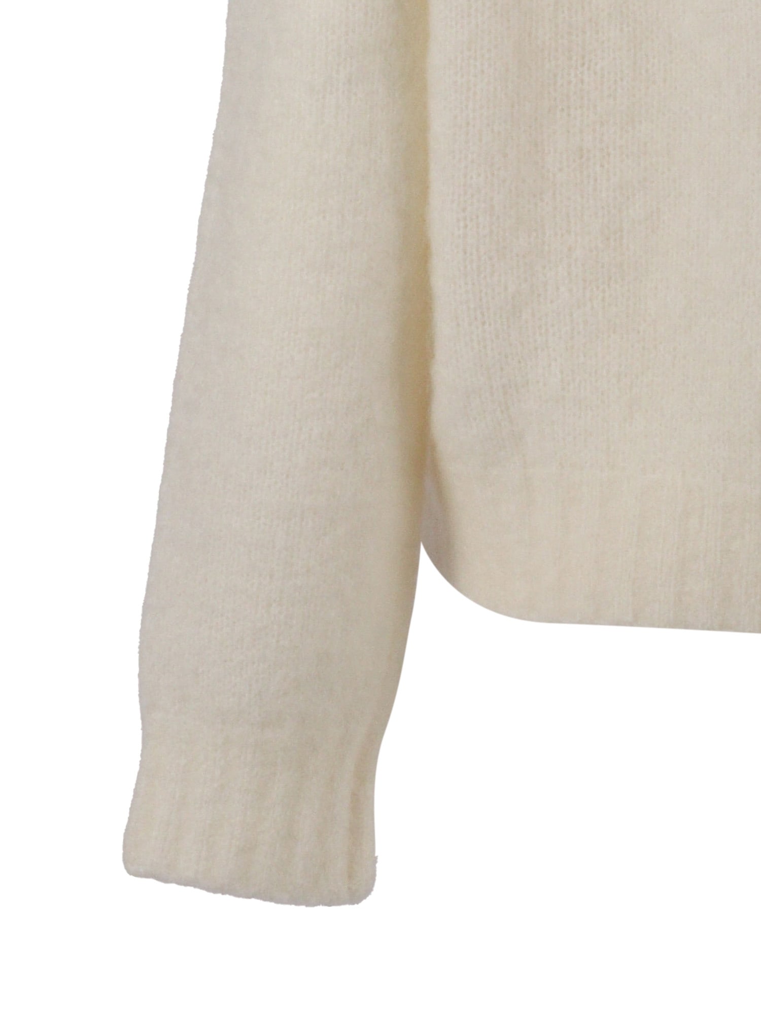 Aspesi Mohair And Wool Blend Sweater In Neutral