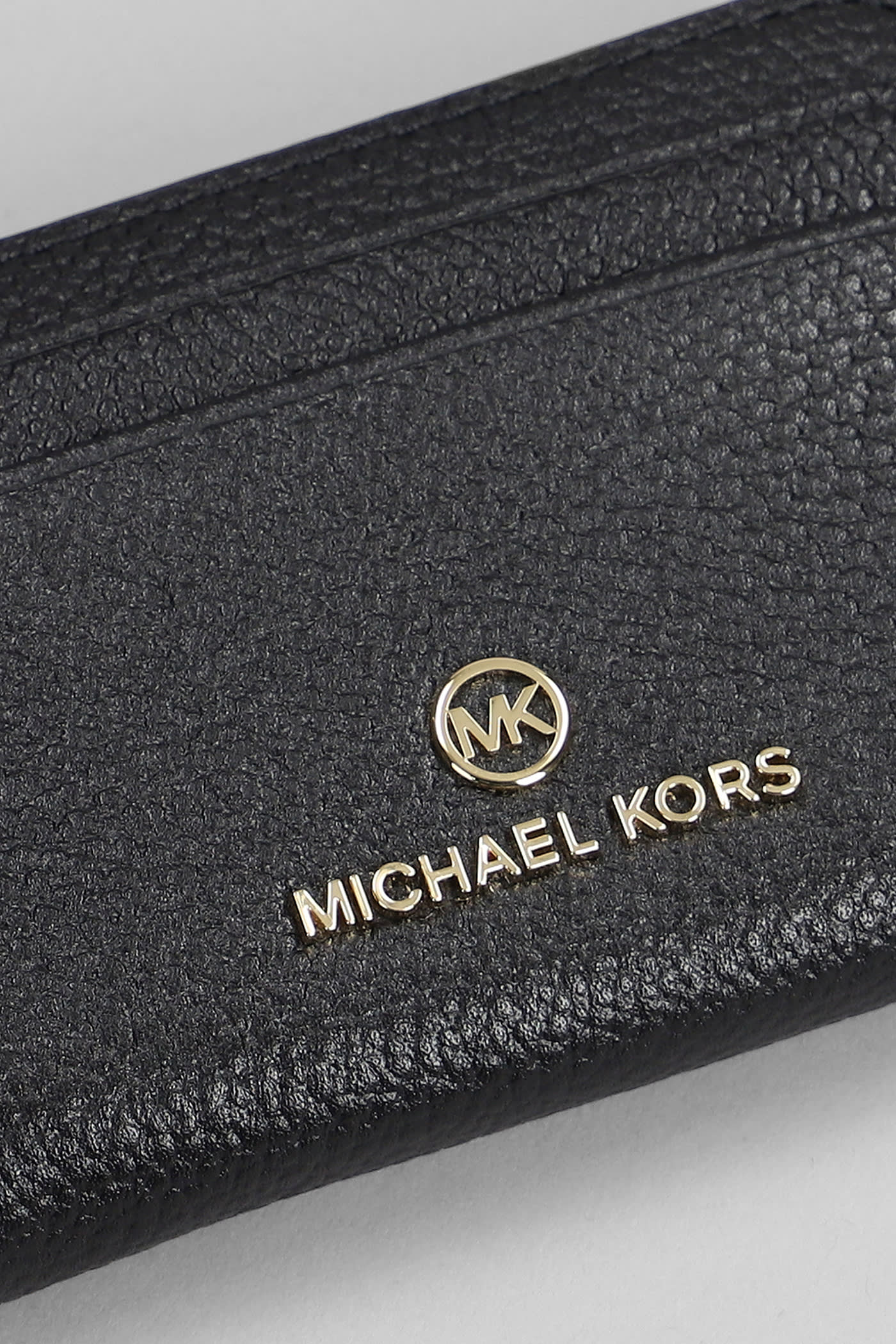 Shop Michael Kors Jet Set Wallet In Black Leather