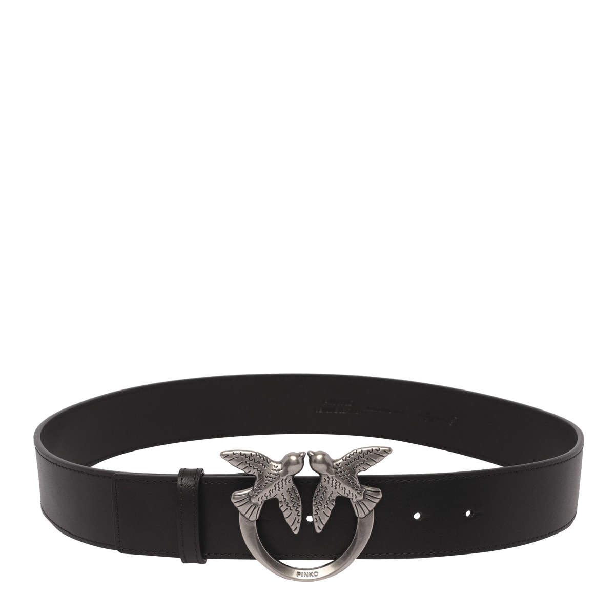 Pinko Love Birds High Leather Belt In Black