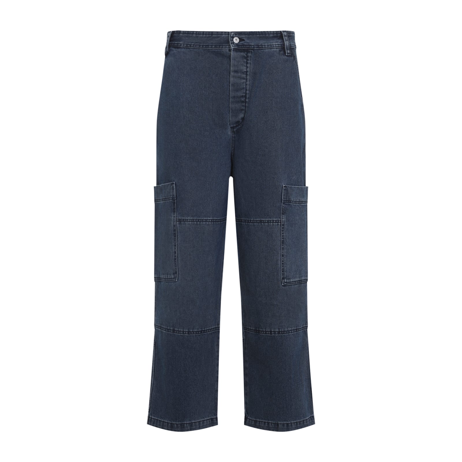 Jacquemus Navy Blue Cotton Le Cargo De-nimes Carre Jeans In Blue