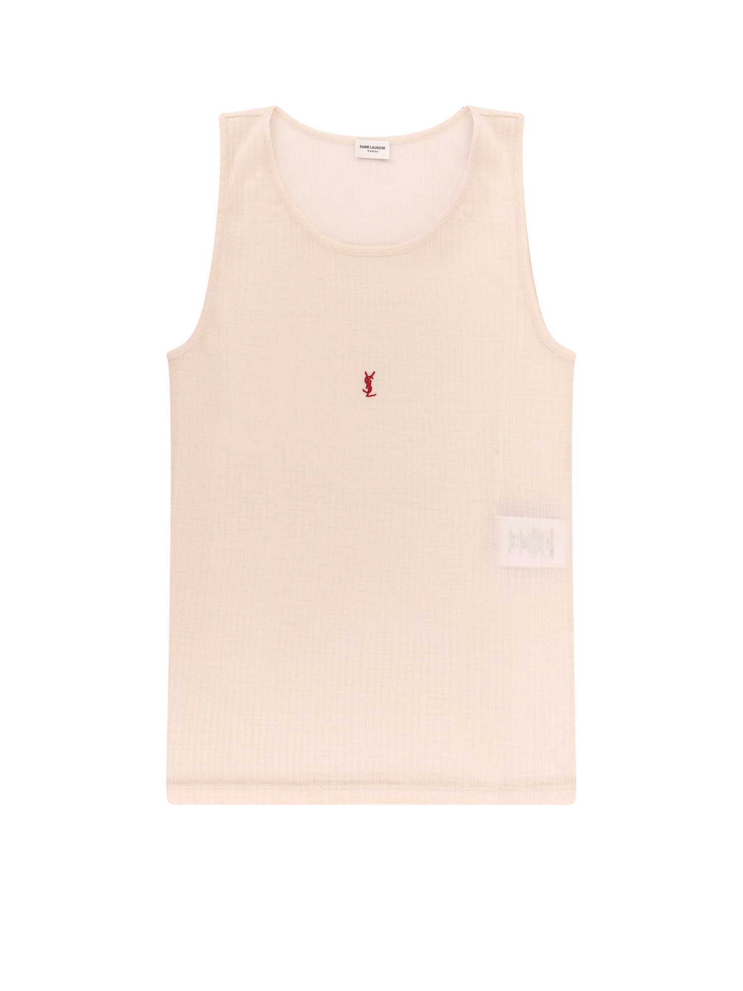 Saint Laurent Canottiera Cassandre In Beige