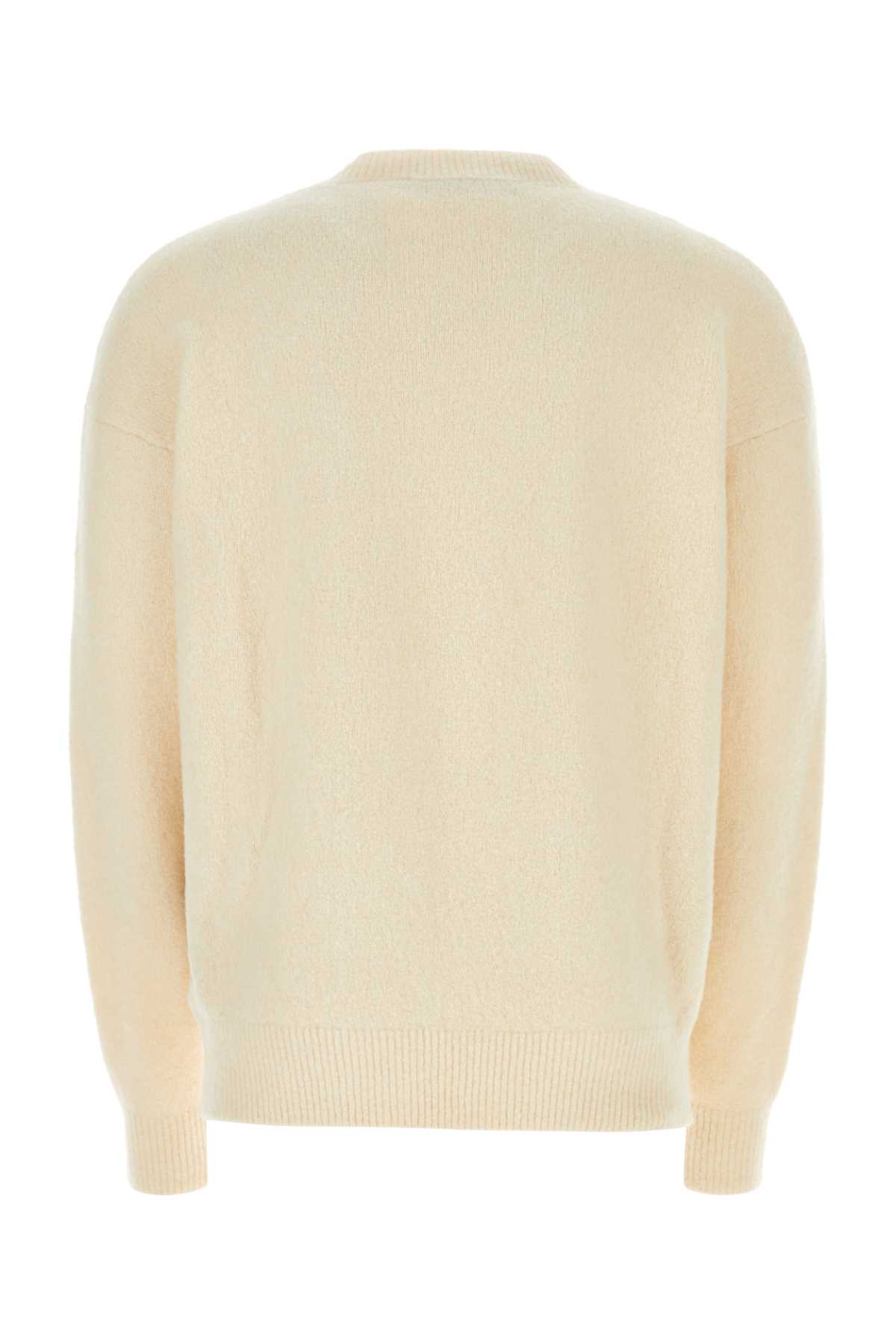 Shop Palm Angels Ivory Stretch Wool Blend Sweater In Whiteblac