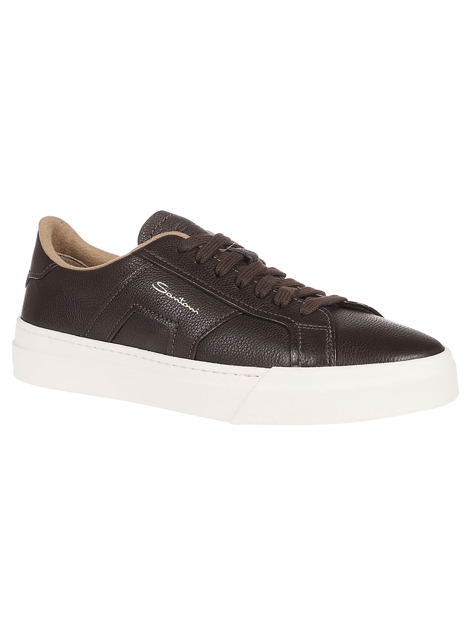 Shop Santoni Dbs Sf6 Double Buckle Sneakers In Dark Brown