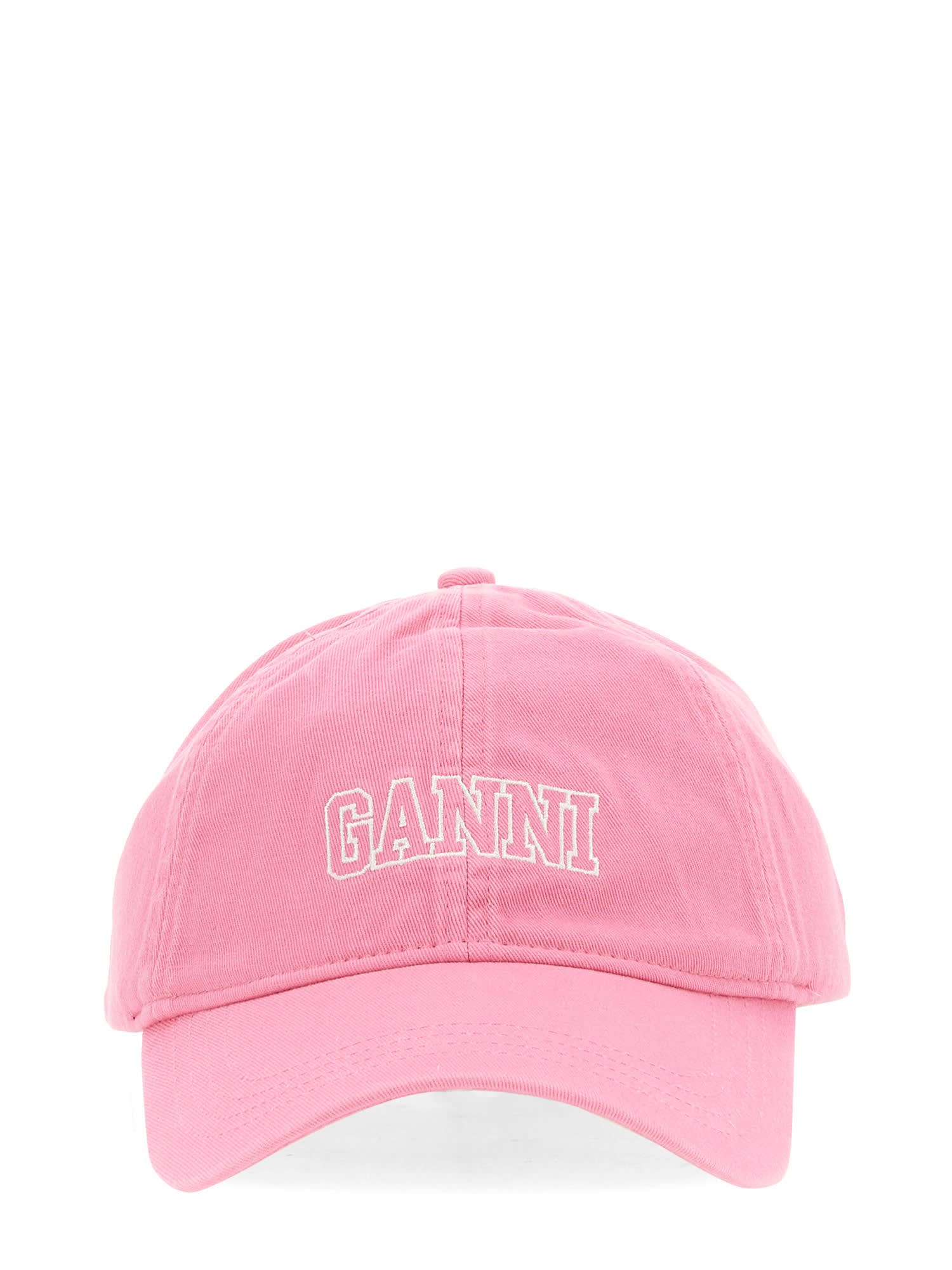Shop Ganni Baseball Cap In Rosa